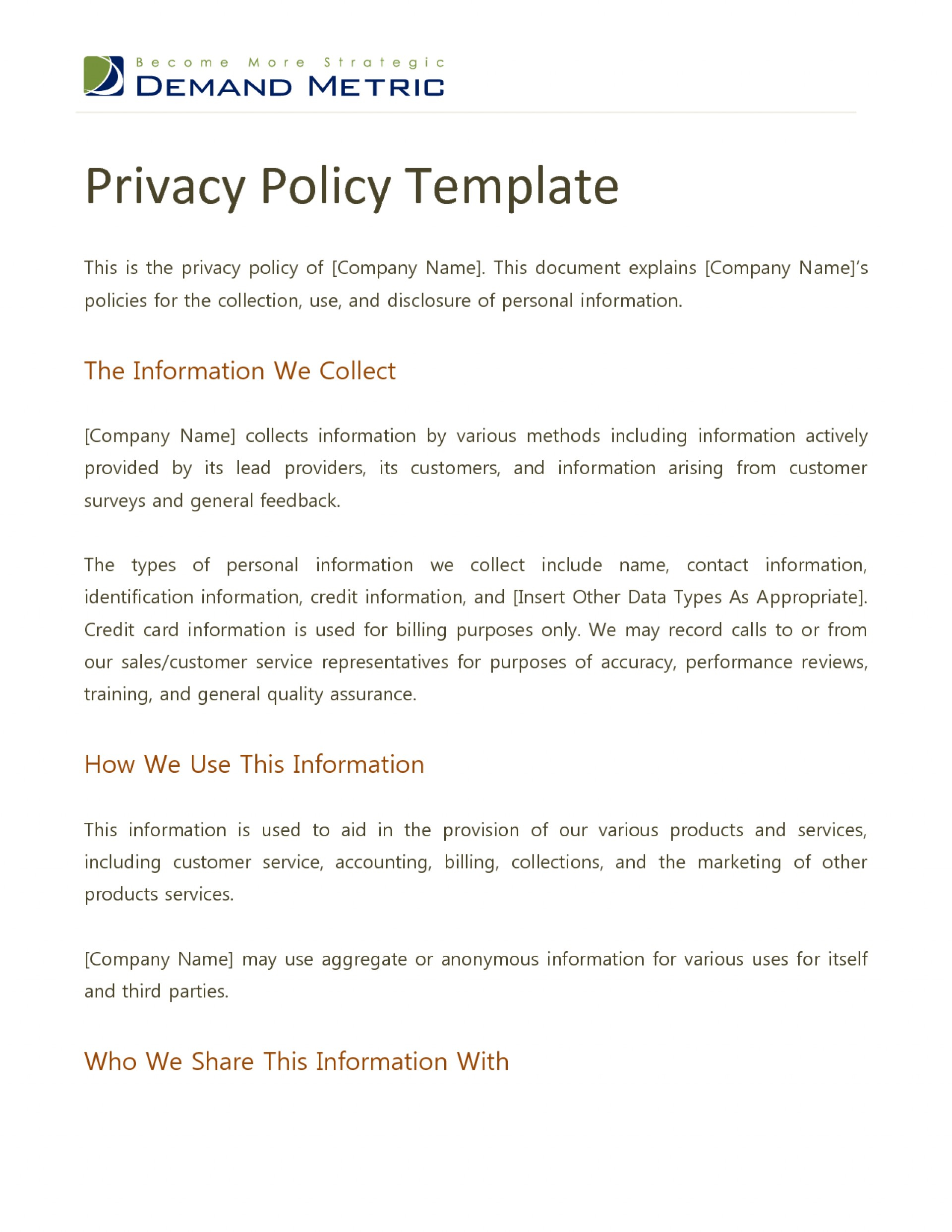 001 Company Privacy Policy Template Uk Ideas With Regard To Credit Card Privacy Policy Template