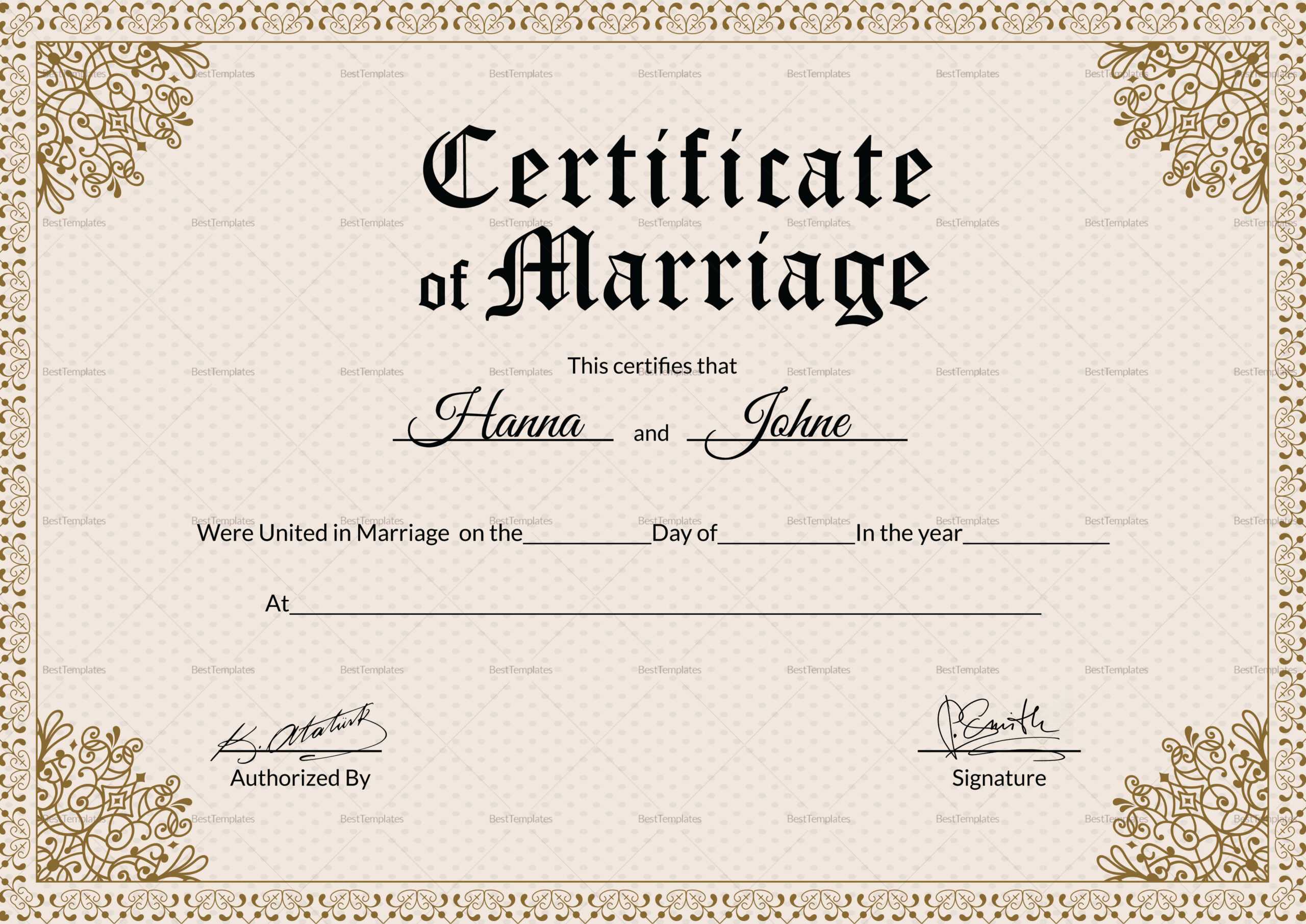 001 Keepsake Marriage Certificate28129 Template Ideas Pertaining To Certificate Of Marriage Template