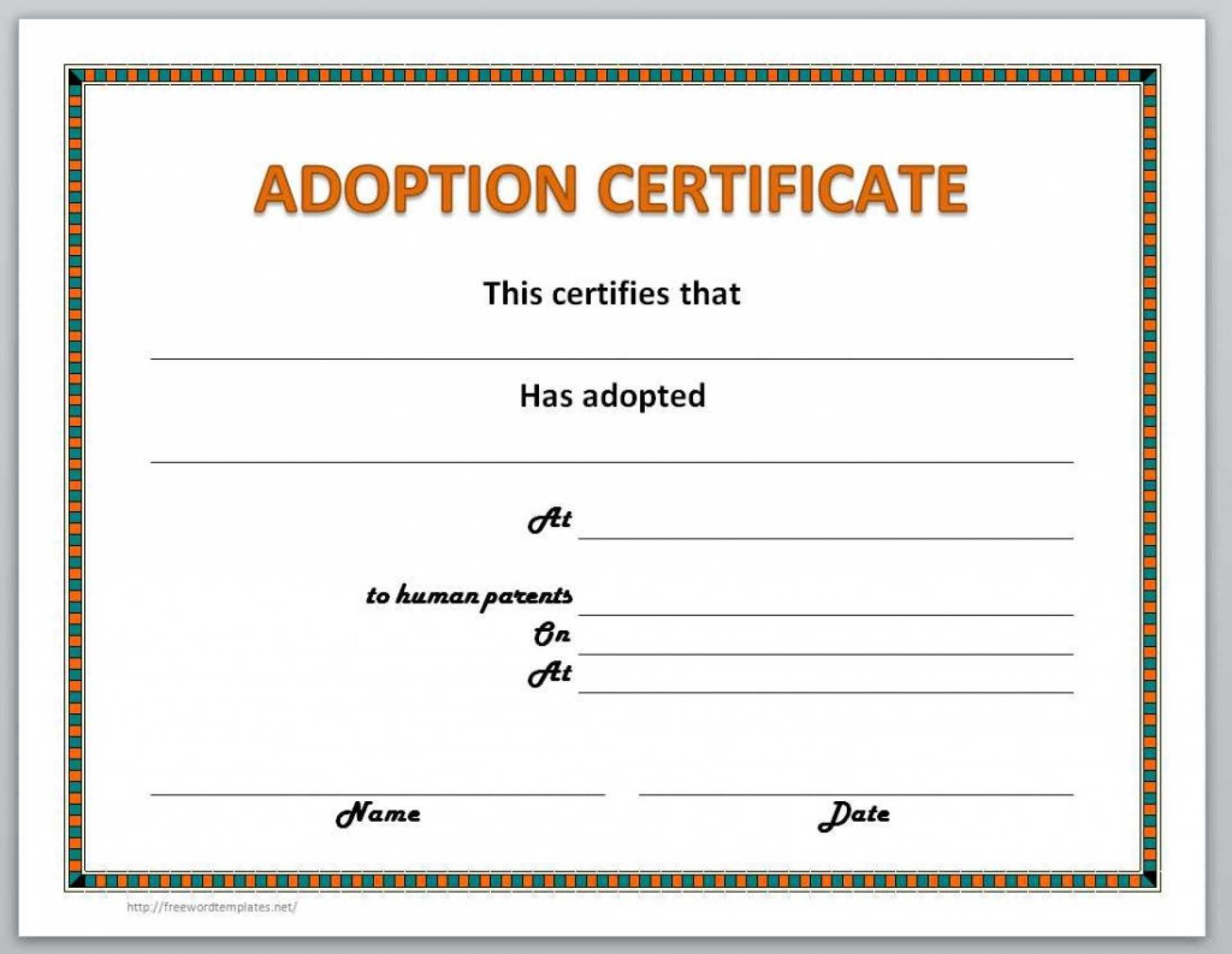 001 Template Ideas Printable Certificate Templates For Word Pertaining To Adoption Certificate Template