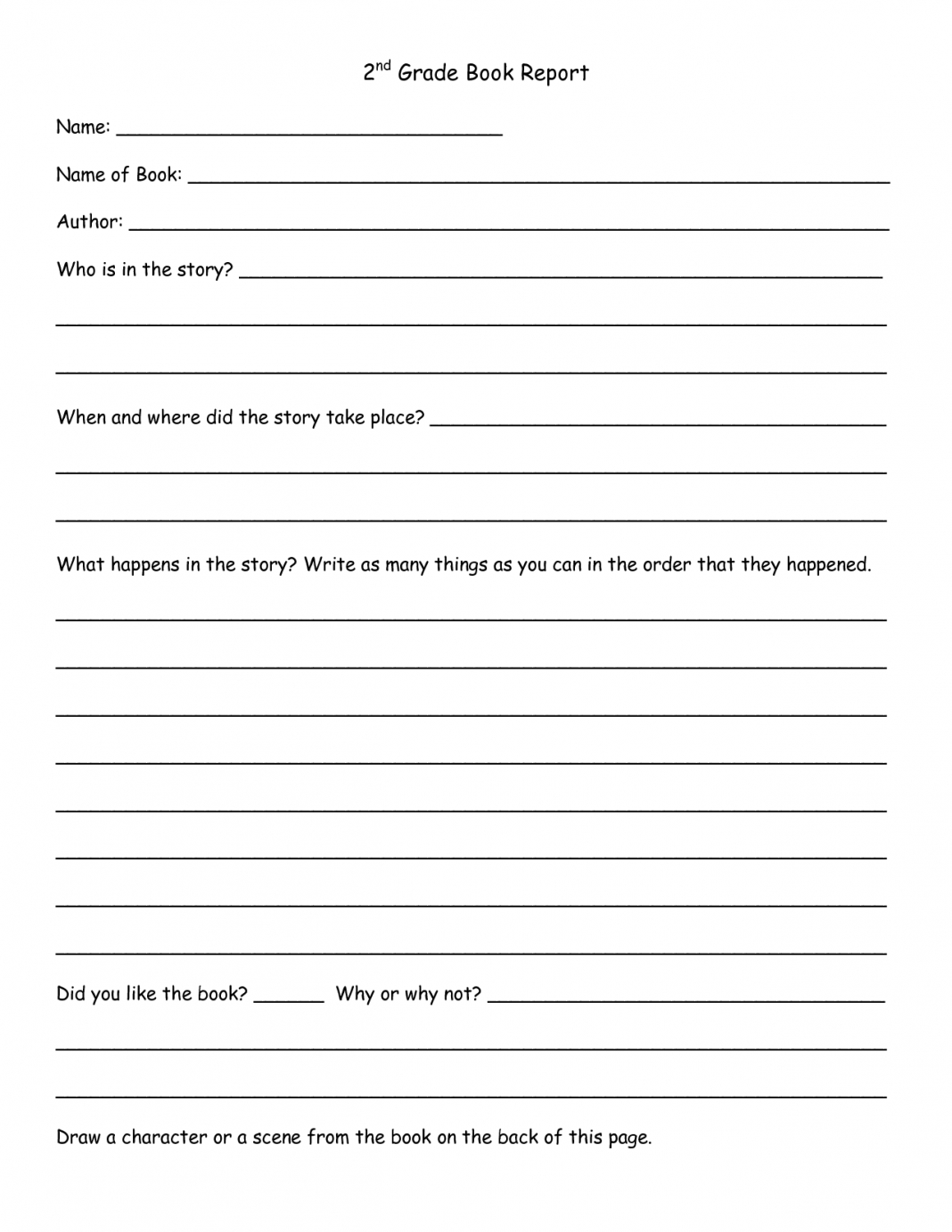 002 202Nd Grade Book Report Template Pdf Examples Free Pertaining To 6Th Grade Book Report Template