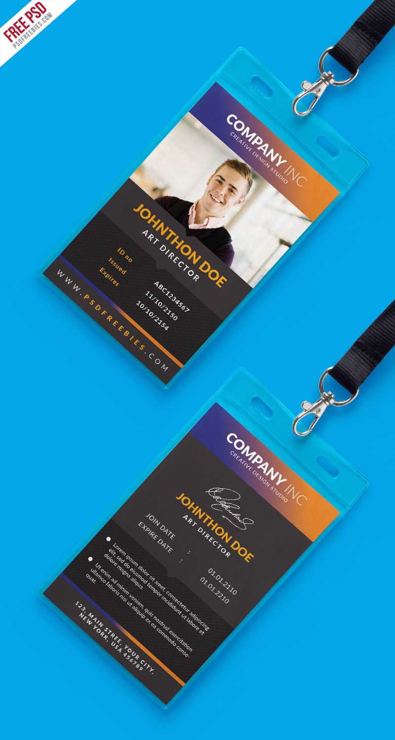 002 Id Card Template Psd Free Fantastic Ideas Employee For College Id Card Template Psd