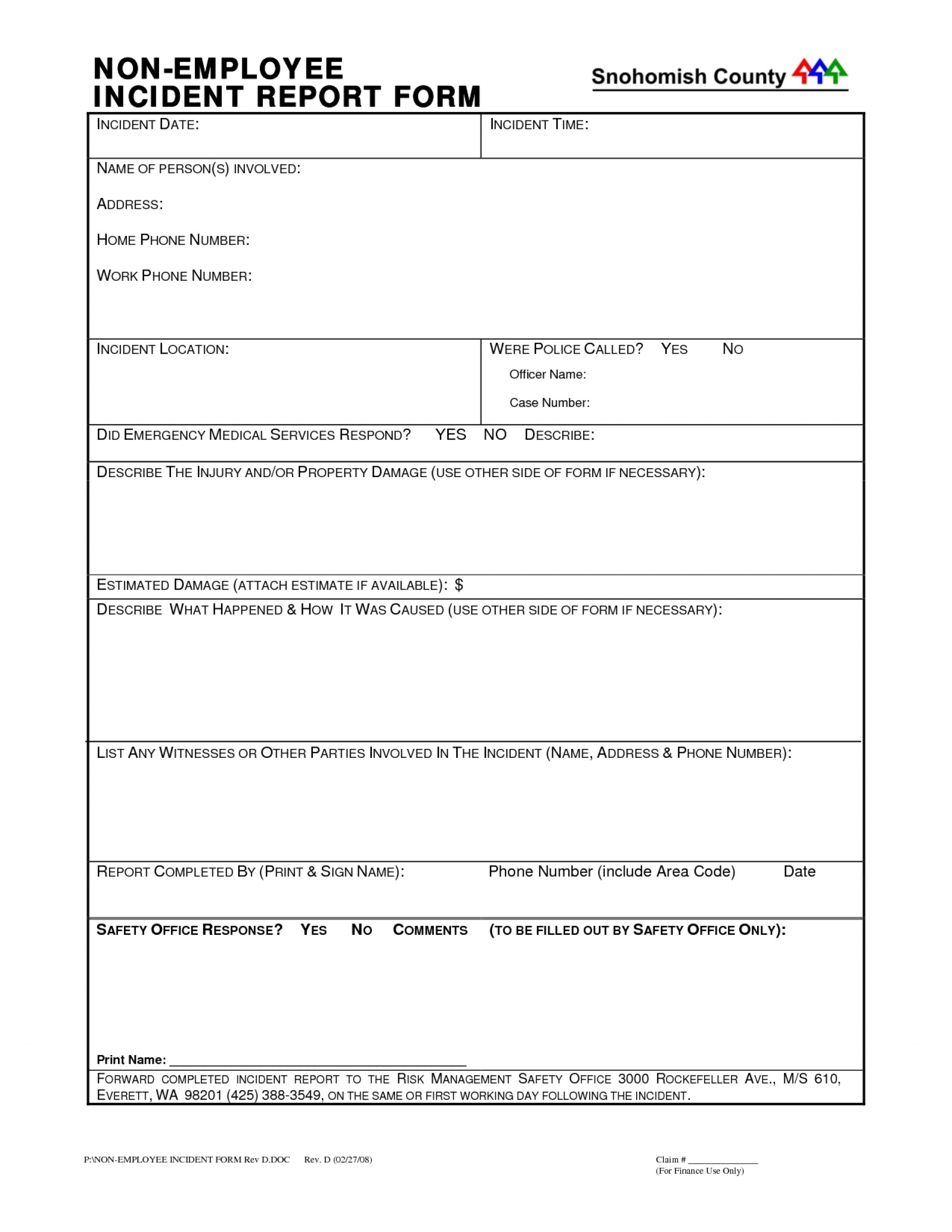 002 Office Incident Report Form Template 290953 Hospital Intended For Office Incident Report Template