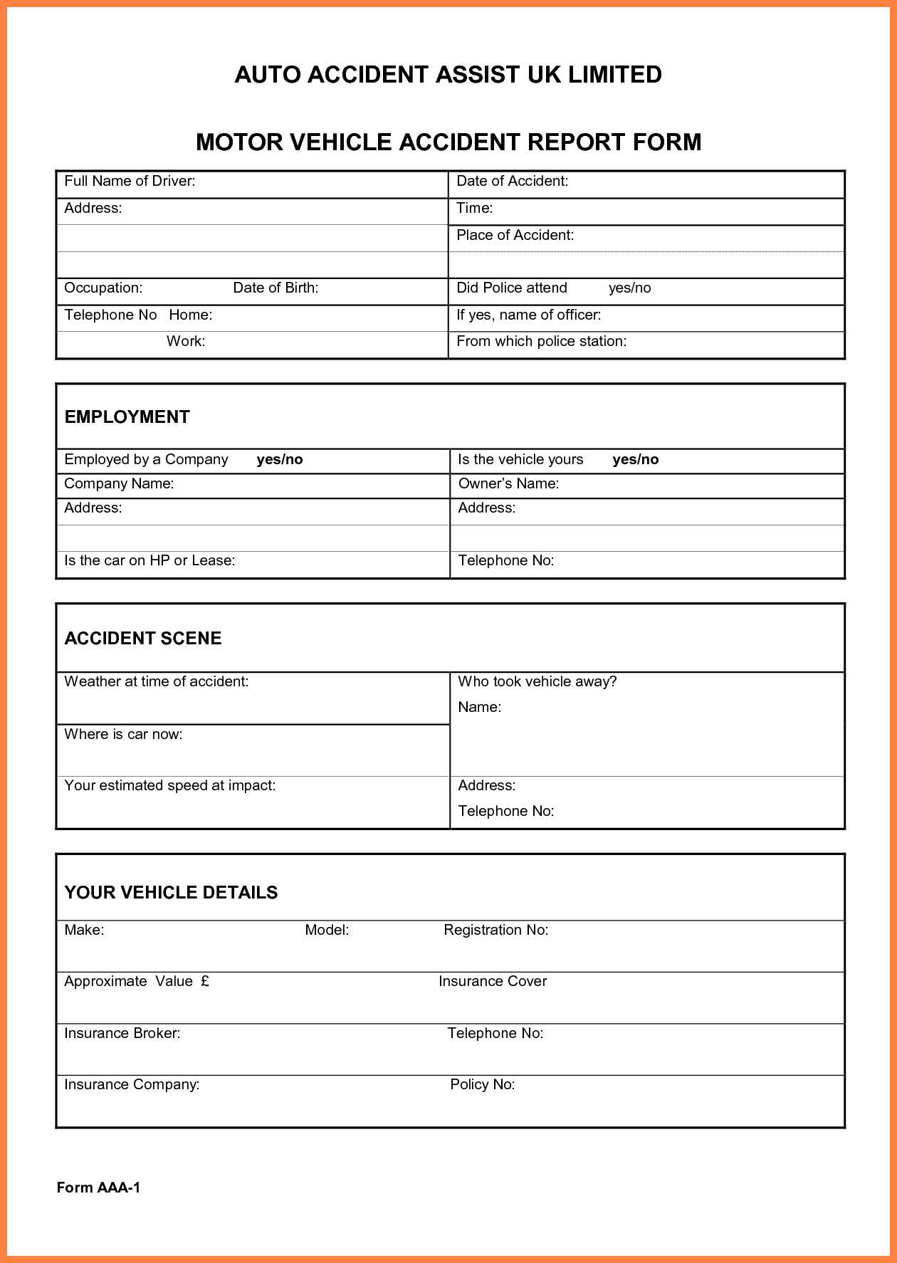 002 Template Ideas Vehicle Accident Report Form Doc Company In Vehicle Accident Report Form Template