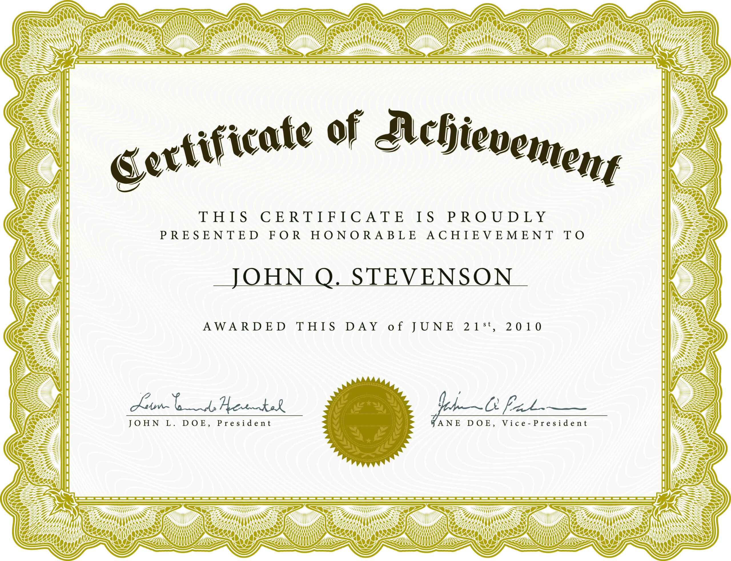 002 Word Certificate Of Achievement Template Outstanding Within Certificate Of Achievement Army Template