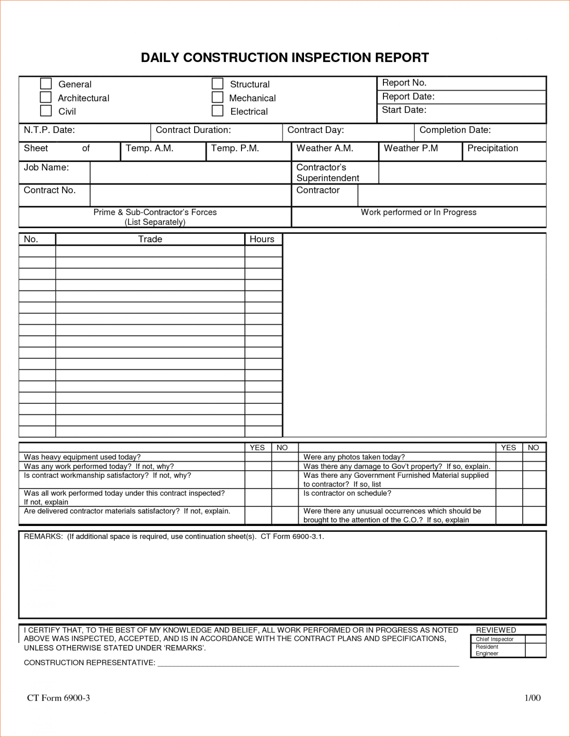 003 Construction Daily Reports Templates Report Form Pertaining To Superintendent Daily Report Template