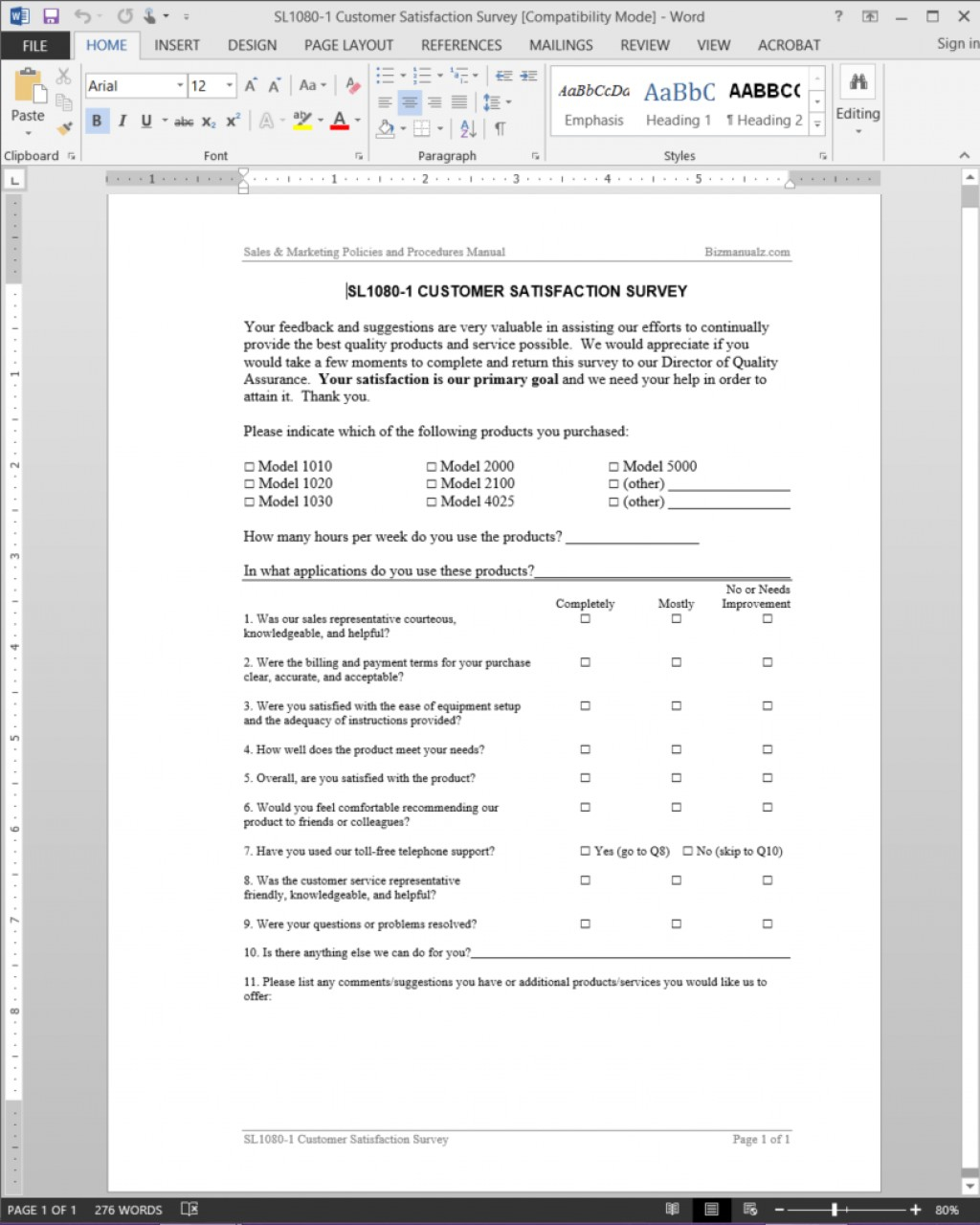 003 Free Employee Satisfaction Survey Template Word Ideas For Employee Satisfaction Survey Template Word