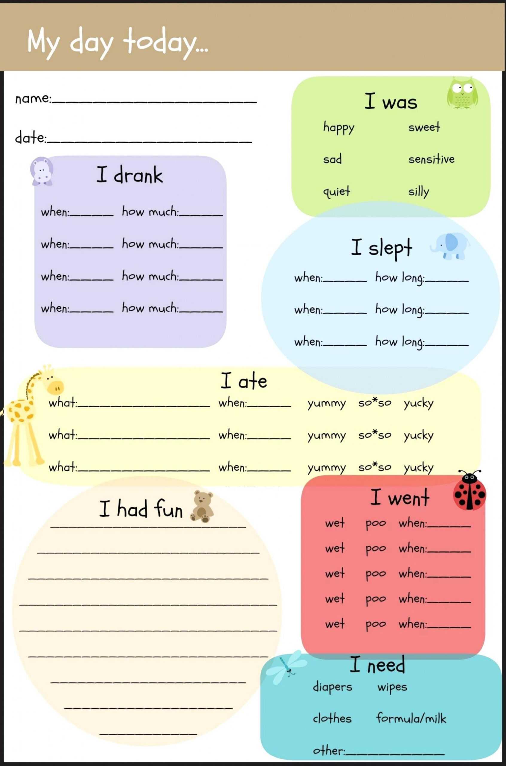 003 Preschool Daily Report Template Ideas Printable Progress In Preschool Weekly Report Template