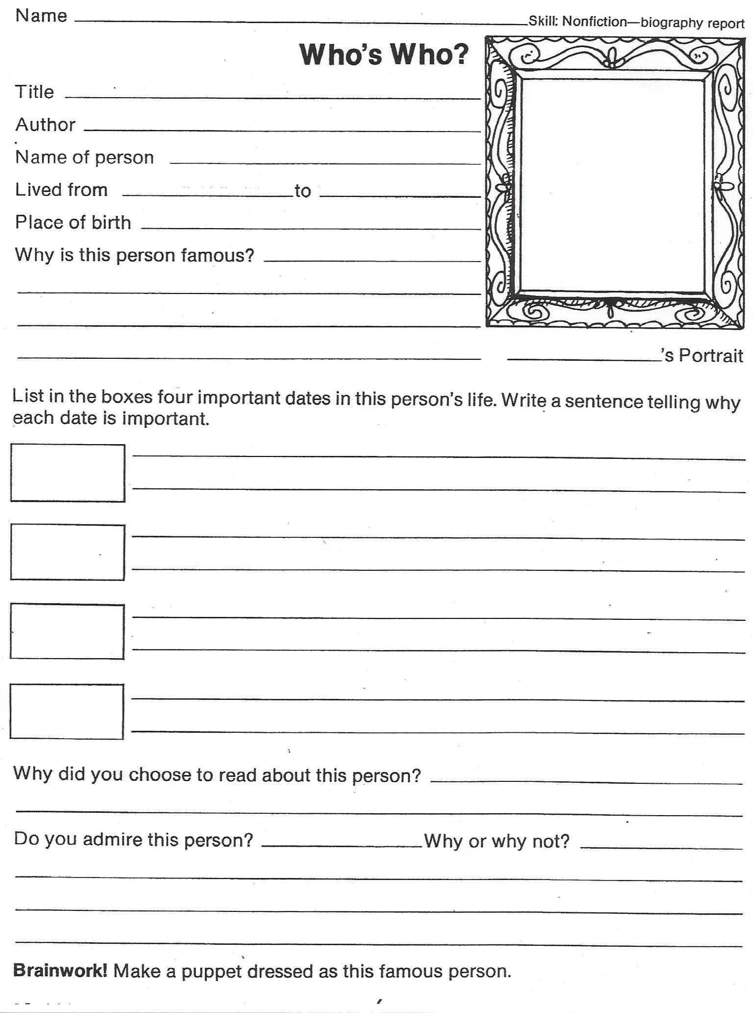 003 Template Ideas Biography Book Report Formidable Middle Throughout 2Nd Grade Book Report Template