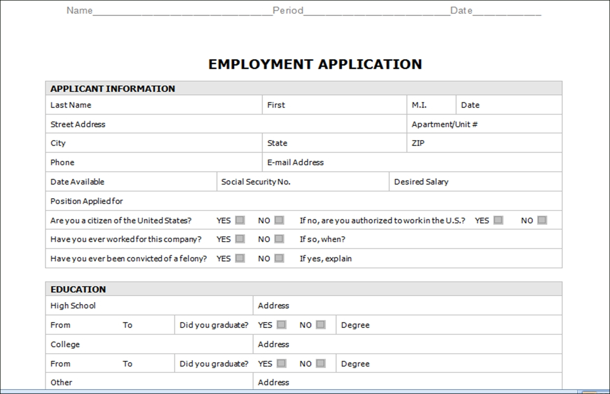 003 Template Ideas Employment Application Word Templates Throughout Employment Application Template Microsoft Word