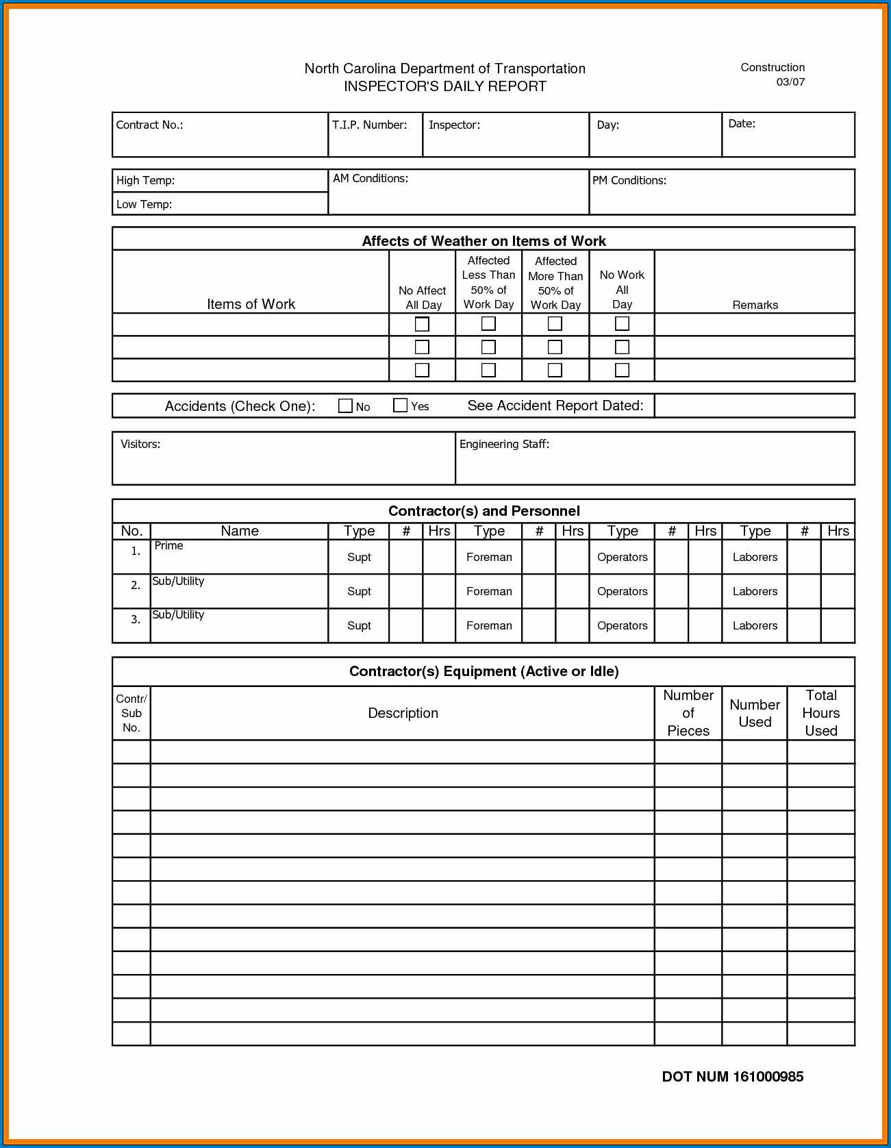 004 Example Of Construction Daily Report Template Impressive For Daily Site Report Template
