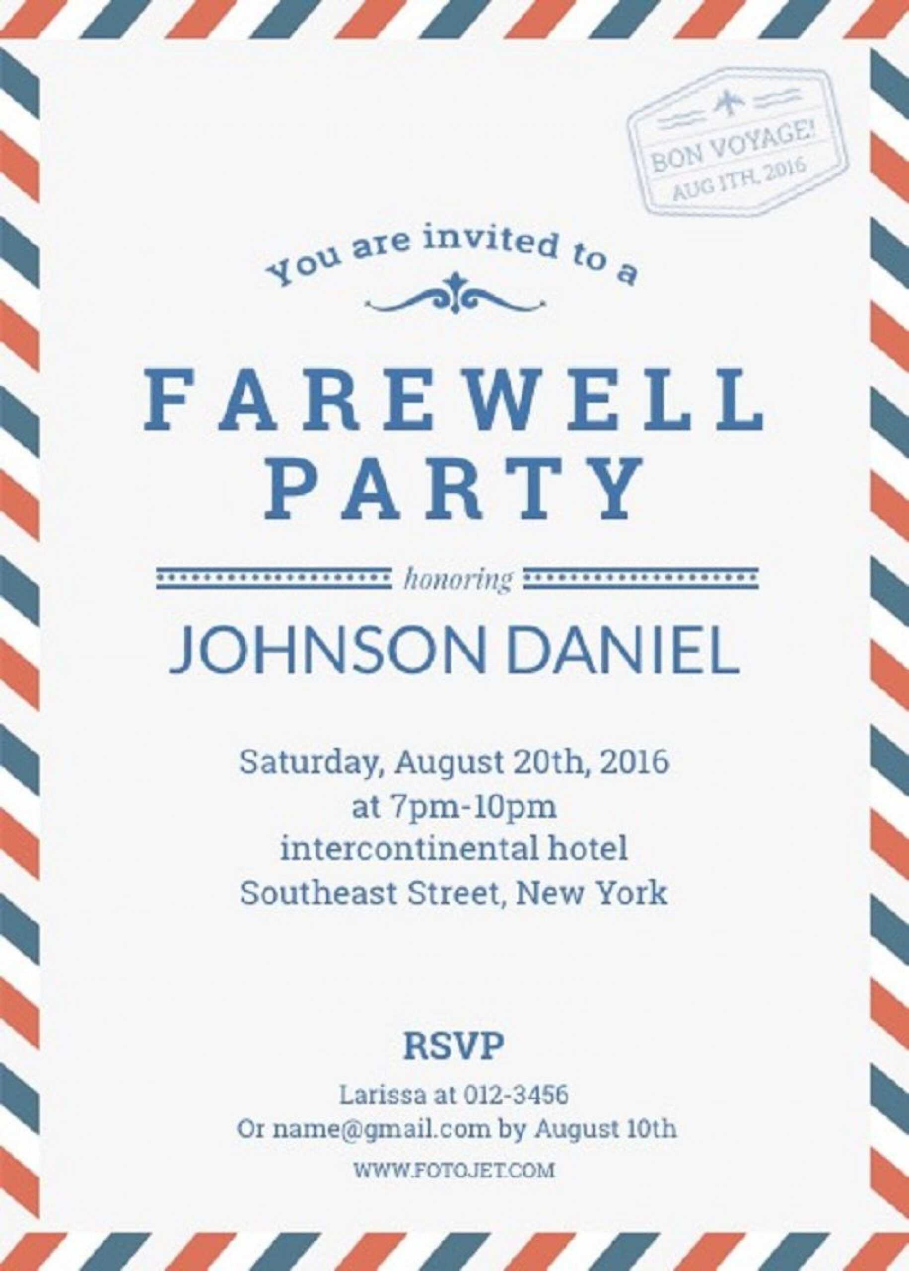 004 Farewell Party Invitation Invitations Templates Template Inside Bon Voyage Card Template
