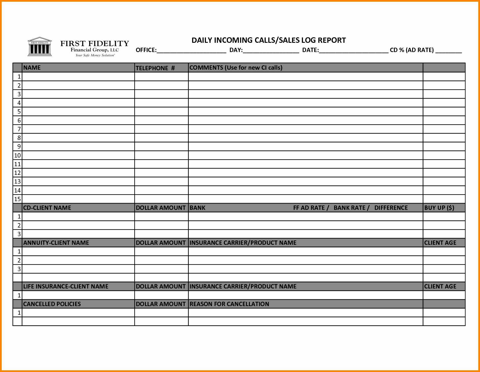 004 Template Ideas Sales Calls Report Sample Call Reports Or Inside Daily Sales Call Report Template Free Download