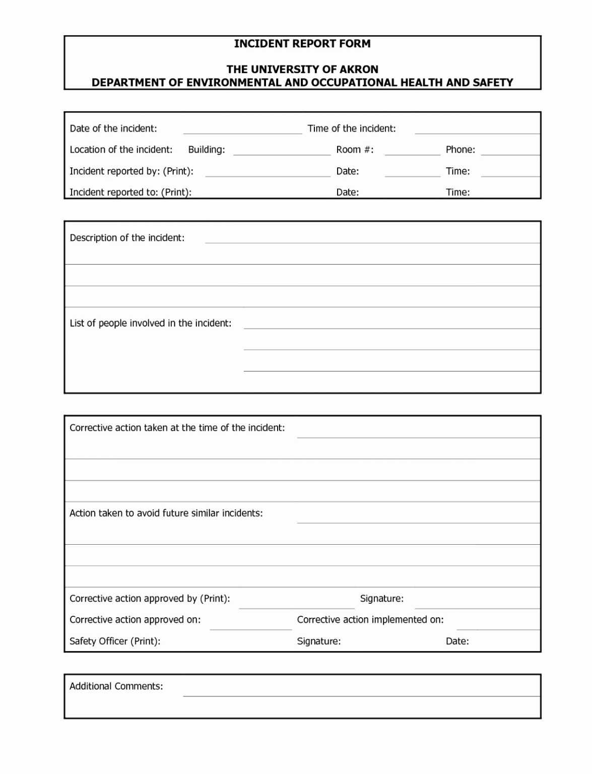 Vehicle Accident Report Form Template