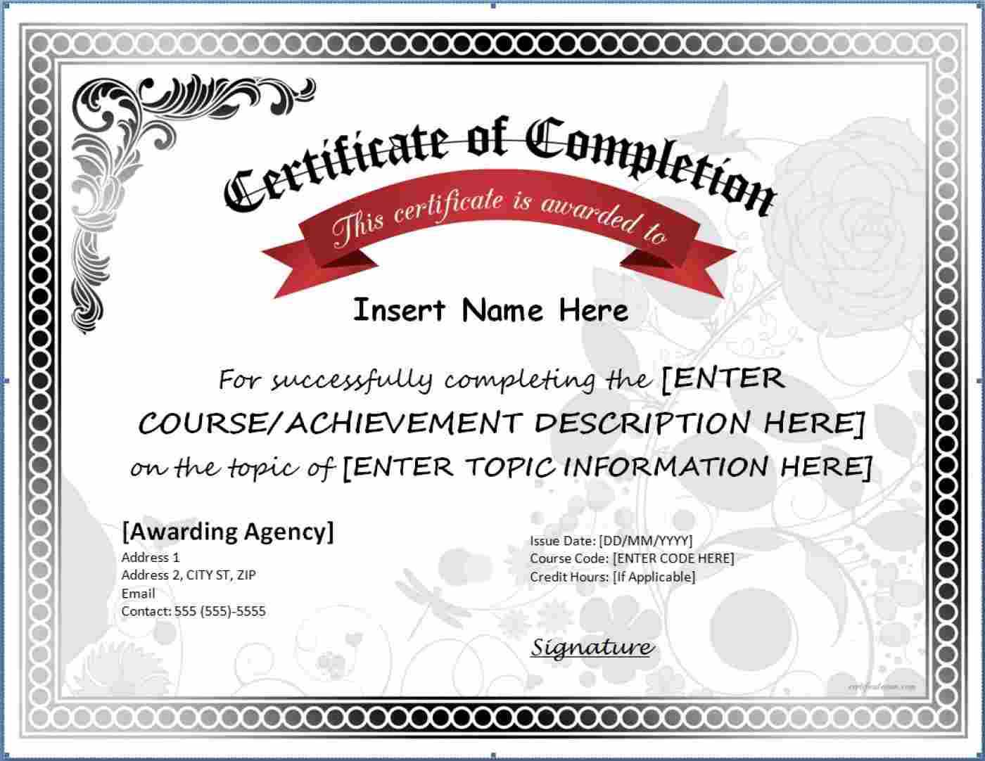 005 Certificate Of Completion Template Free Printable Pertaining To Certificate Of Completion Template Free Printable