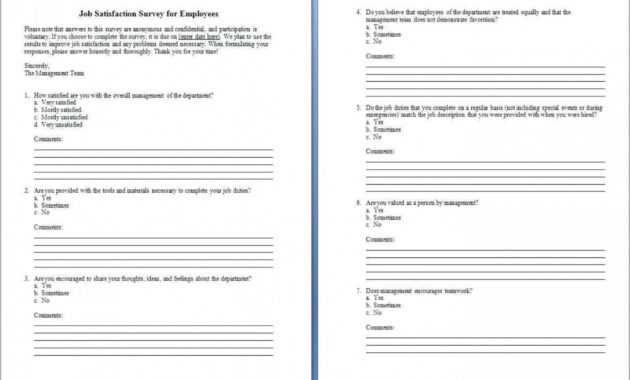 005 Employee Satisfaction Questionnaire Template Word Ideas inside Employee Satisfaction Survey Template Word