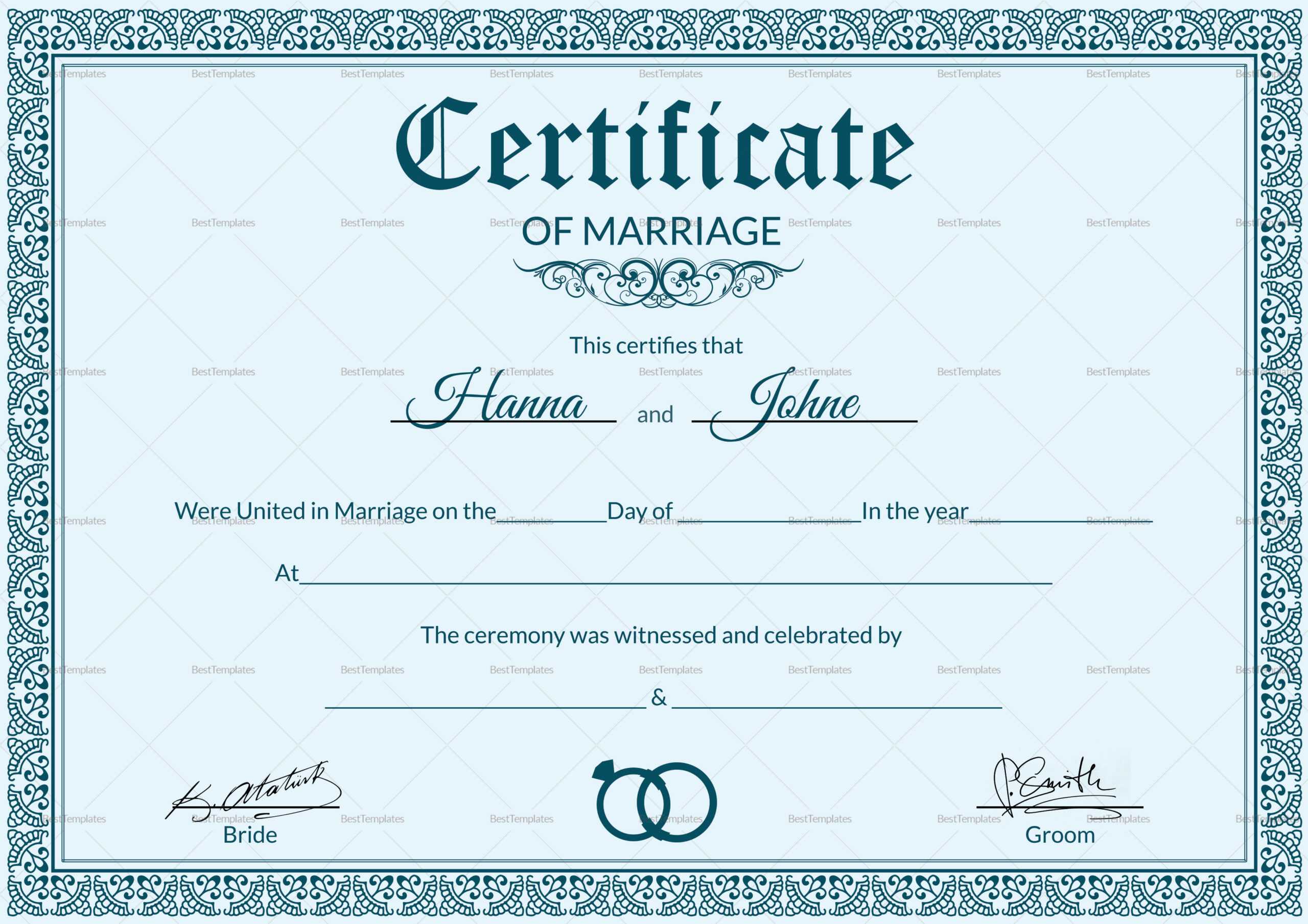 005 Marriage Certificate Template28129 Of Template Beautiful With Regard To Blank Marriage Certificate Template