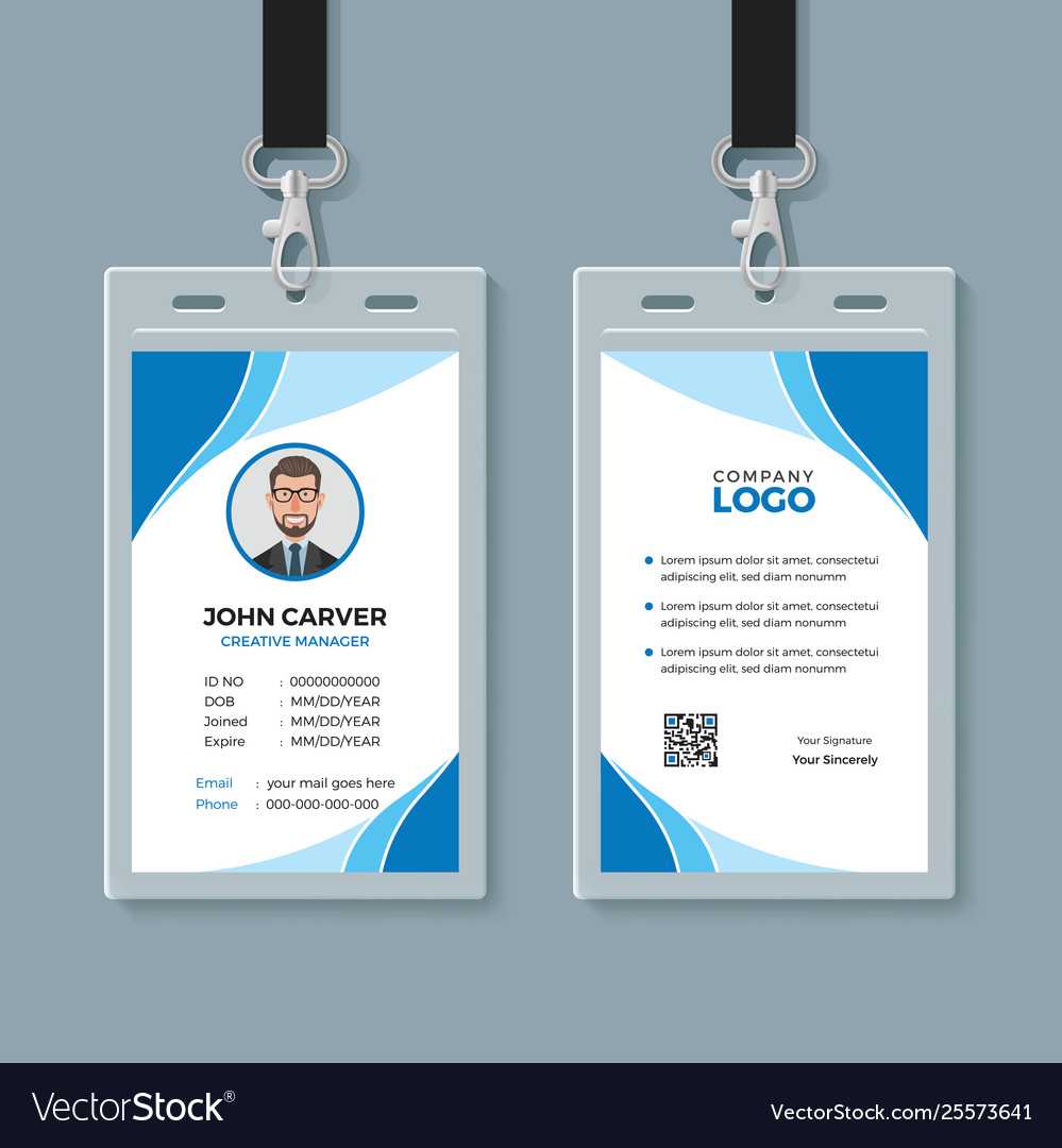005 Simple Blue Office Id Card Template Vector Ideas Free Intended For Free Id Card Template Word