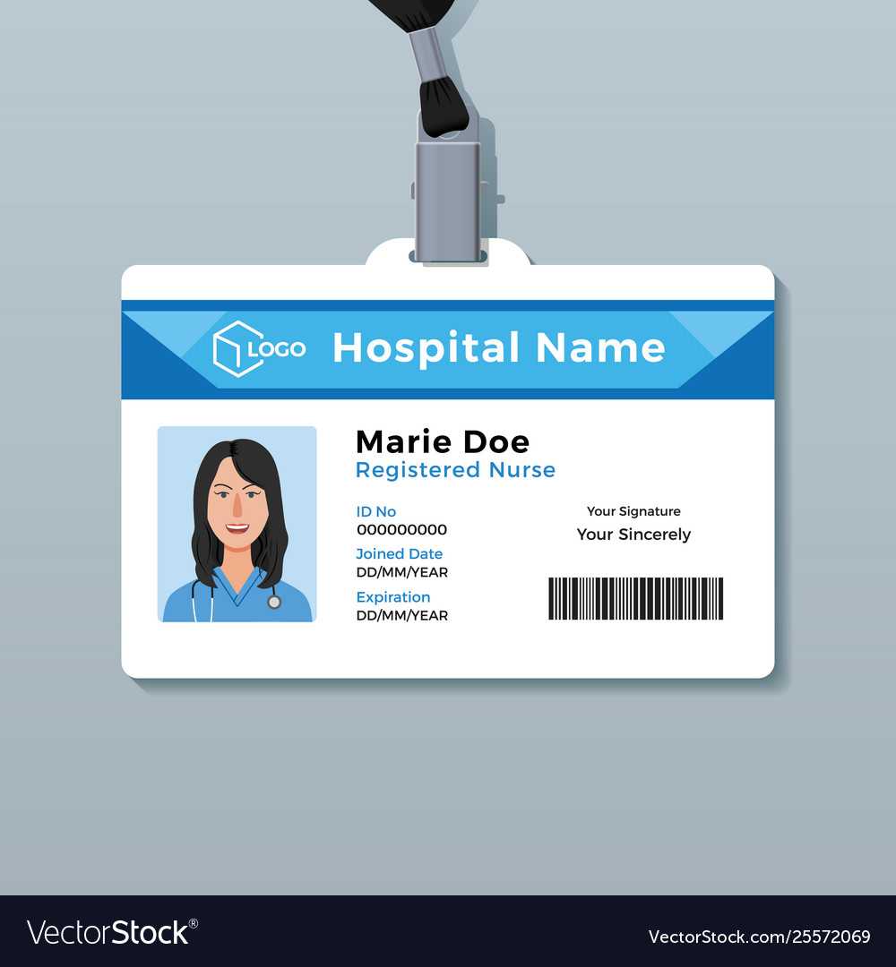 006 Nurse Id Card Medical Identity Badge Template Vector Throughout Hospital Id Card Template
