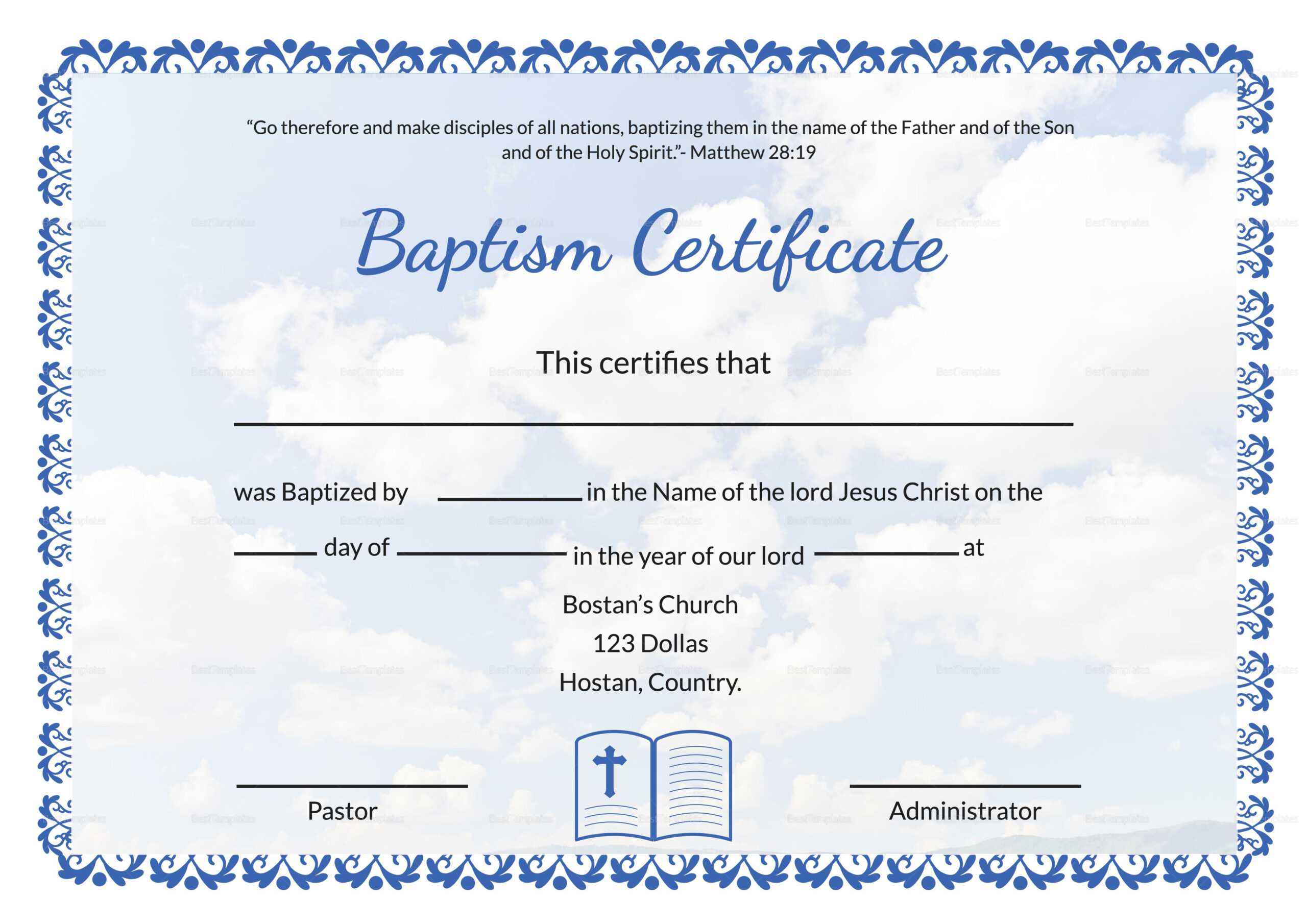 007 Certificate Of Baptism Template Ideas Unique Broadman Throughout Christian Baptism Certificate Template