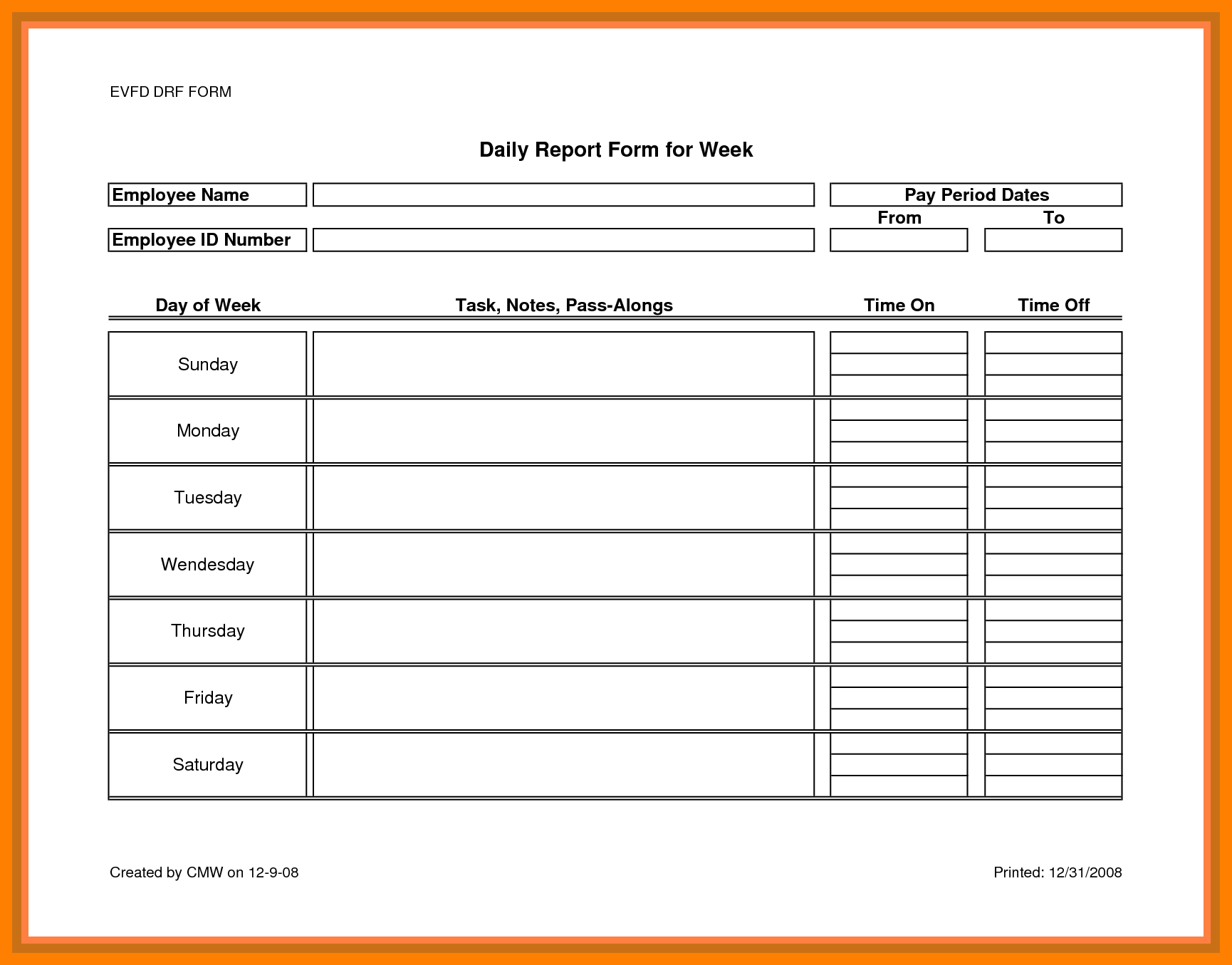 007 Daily Work Report Template Ideas Reports Business Throughout Daily Work Report Template