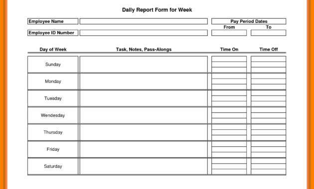 007 Daily Work Report Template Ideas Reports Business throughout Employee Daily Report Template