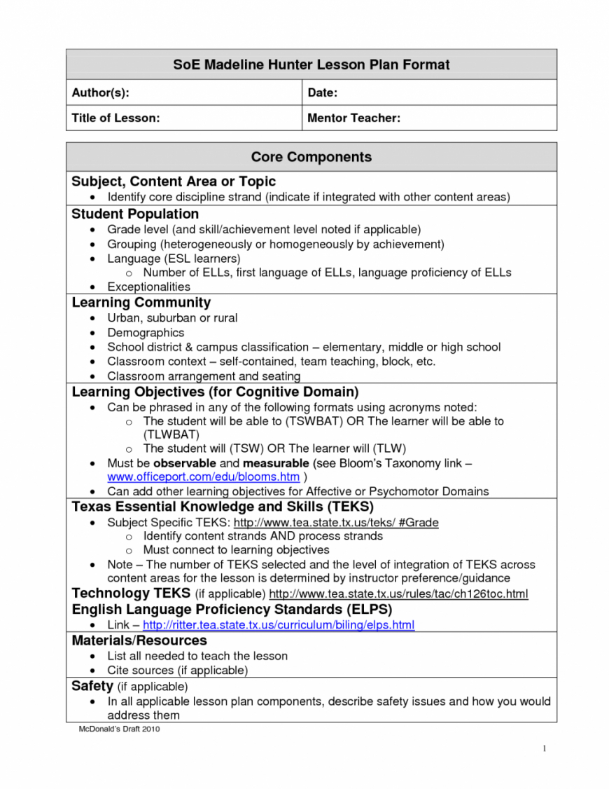 007 Template Ideas Madeline Hunter Lesson Plan Blank Best Inside Madeline Hunter Lesson Plan Blank Template