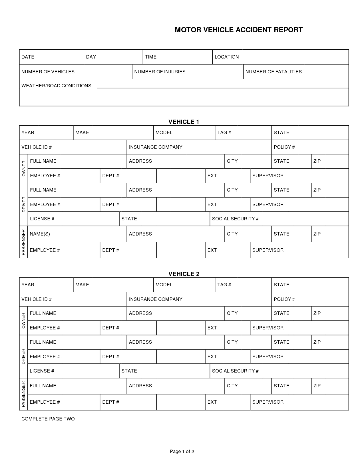 008 Car Accident Report Form Template 290132 Vehicle In Motor Vehicle Accident Report Form Template