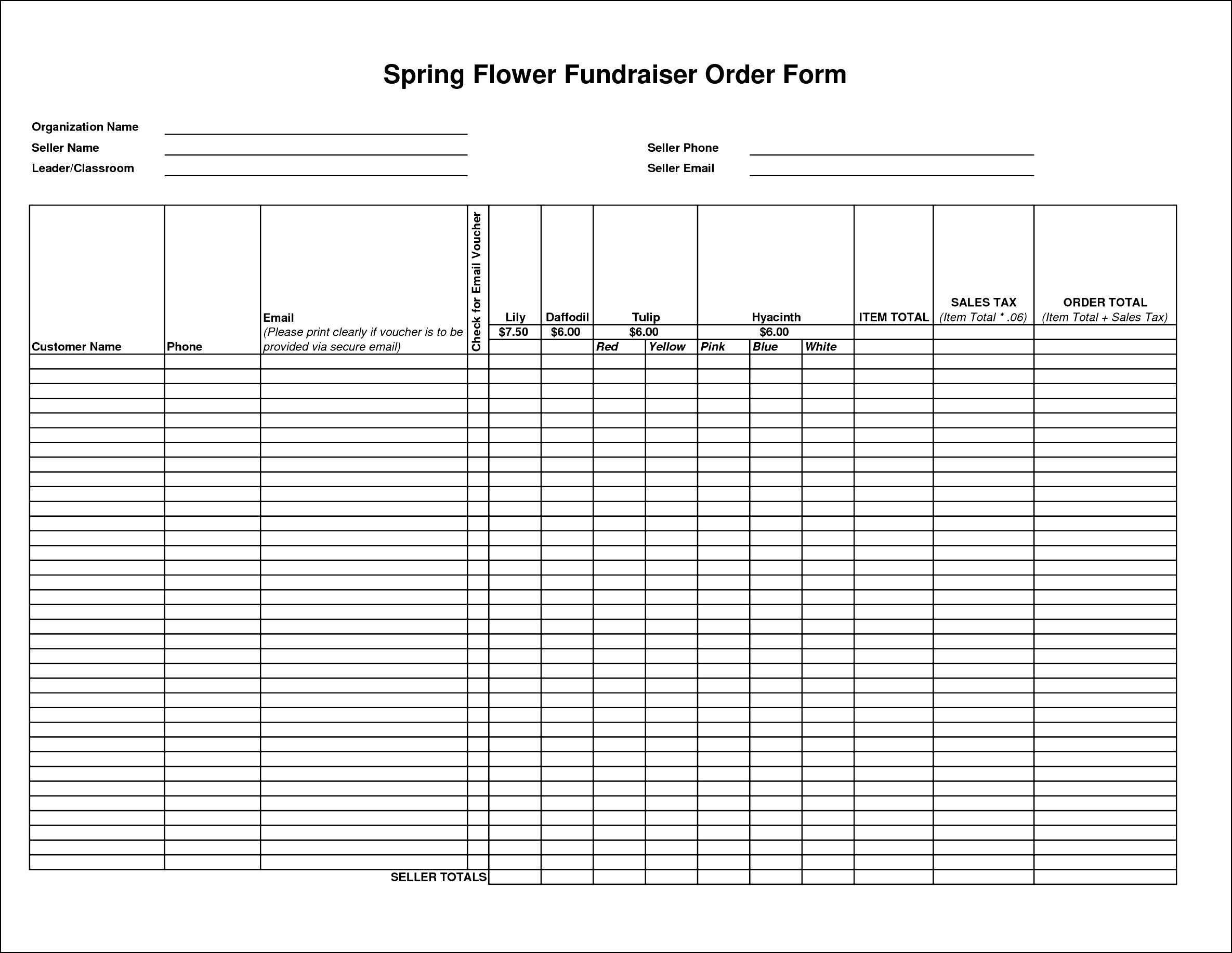 008 Fundraiser Order Form Template Free Download Imposing In Blank Fundraiser Order Form Template