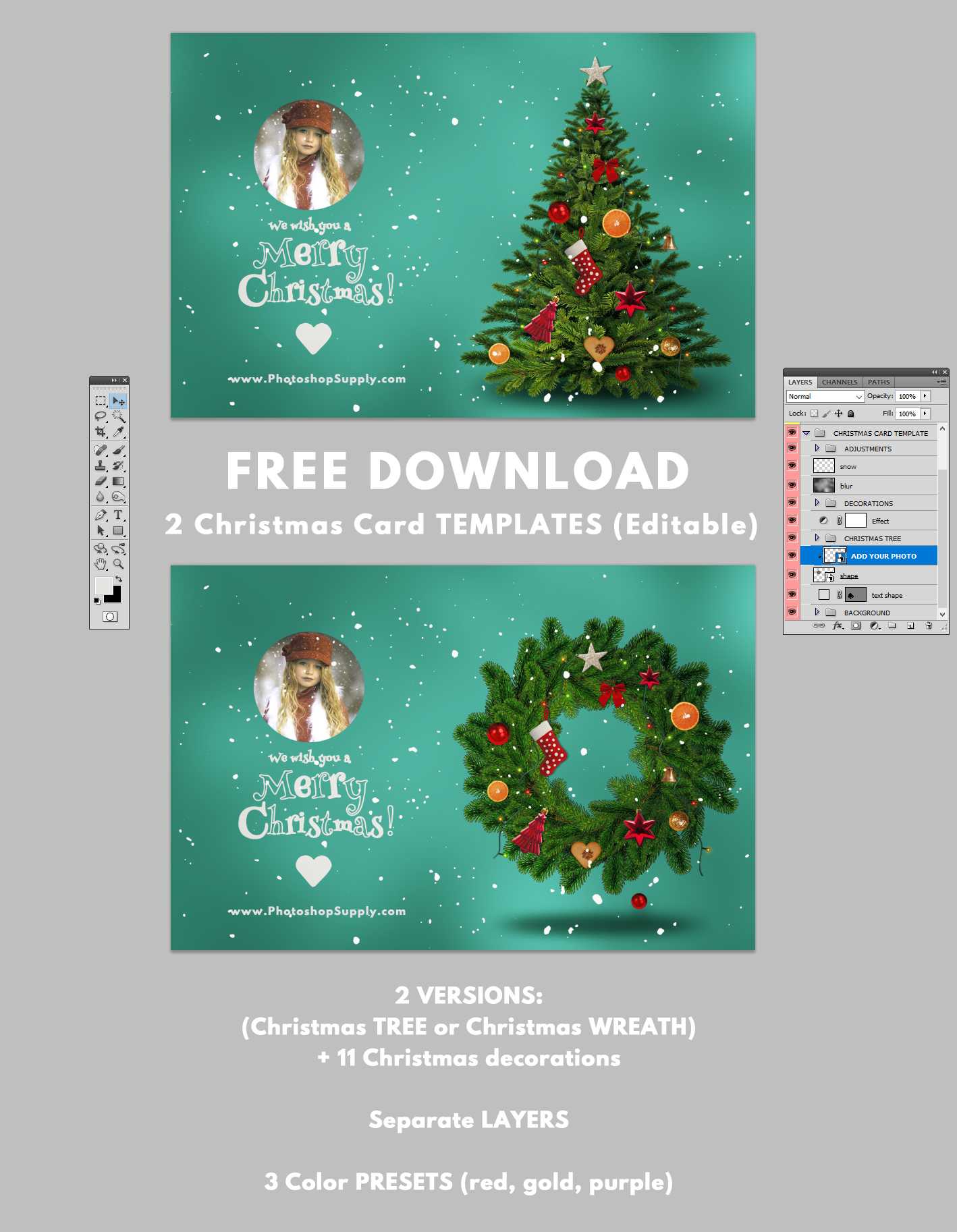 009 Christmas Card Template Photoshop With Christmas Photo Card Templates Photoshop