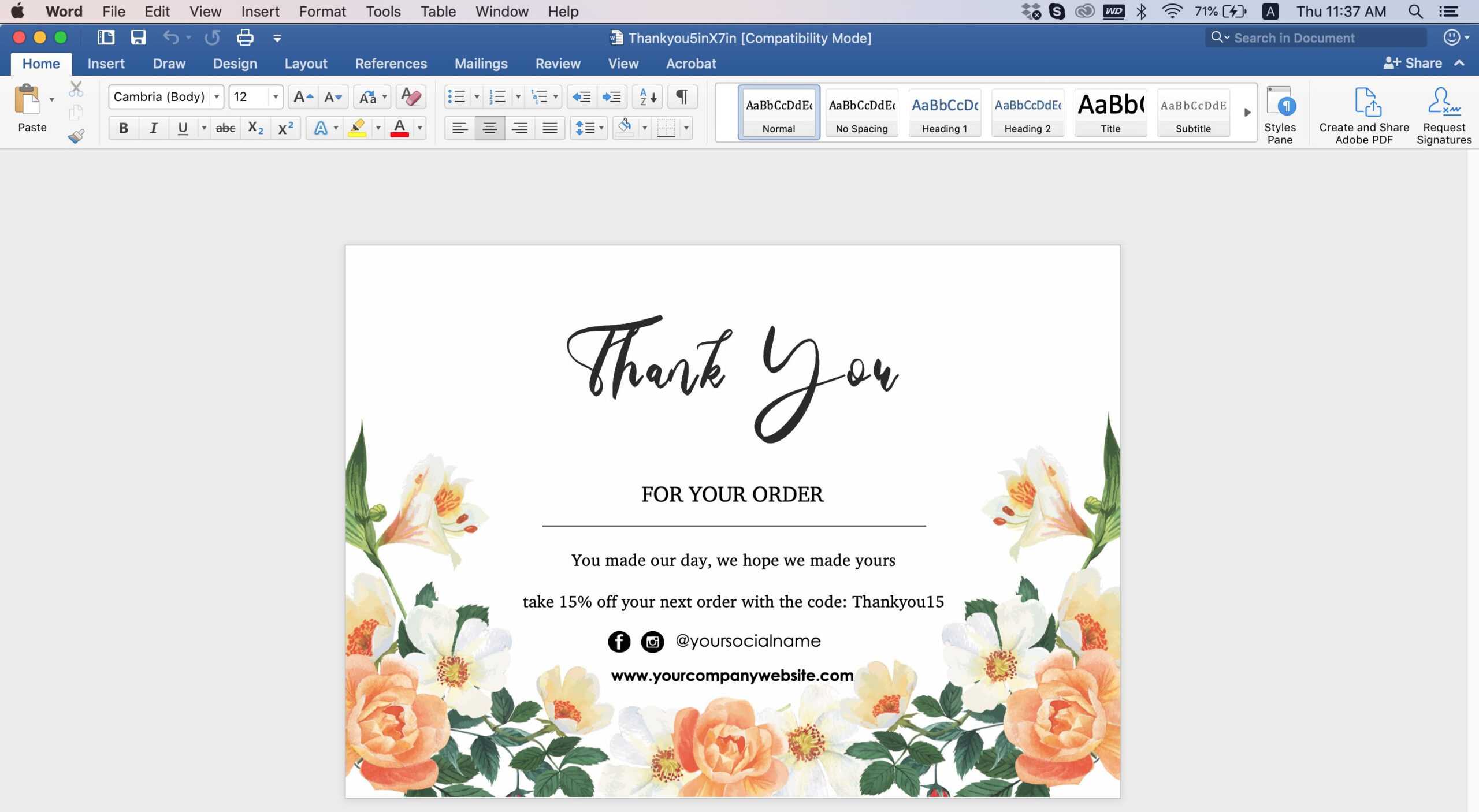 009 Editable Thank You Post Card Template Word Top Ideas Intended For Thank You Card Template Word