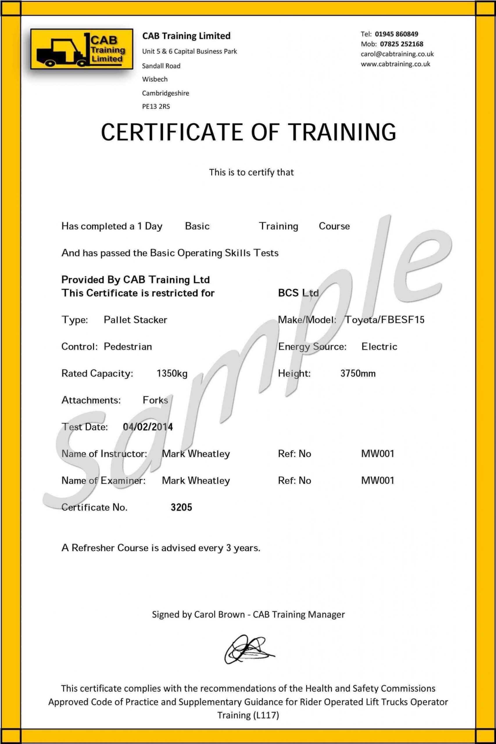 009 Forklift Certification Card Template Free Original With Regard To Forklift Certification Card Template