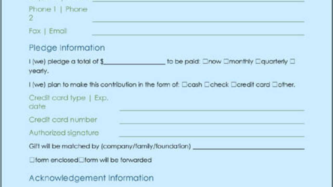 010 Donation Form Template 1280X720 Word Archaicawful Ideas Inside Church Pledge Card Template