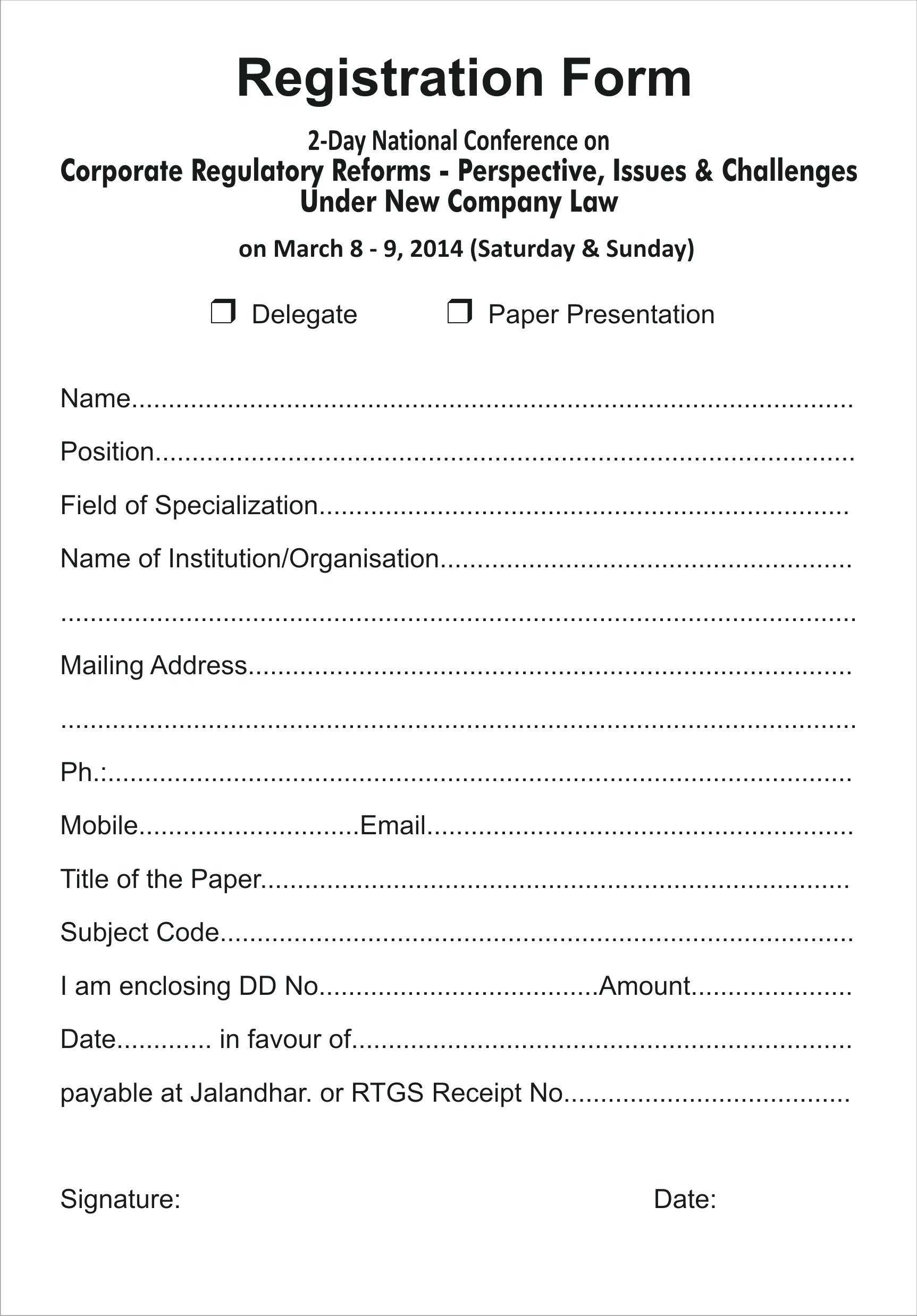 010 Printable Registration Form Templates Word Excel Samples In Registration Form Template Word Free