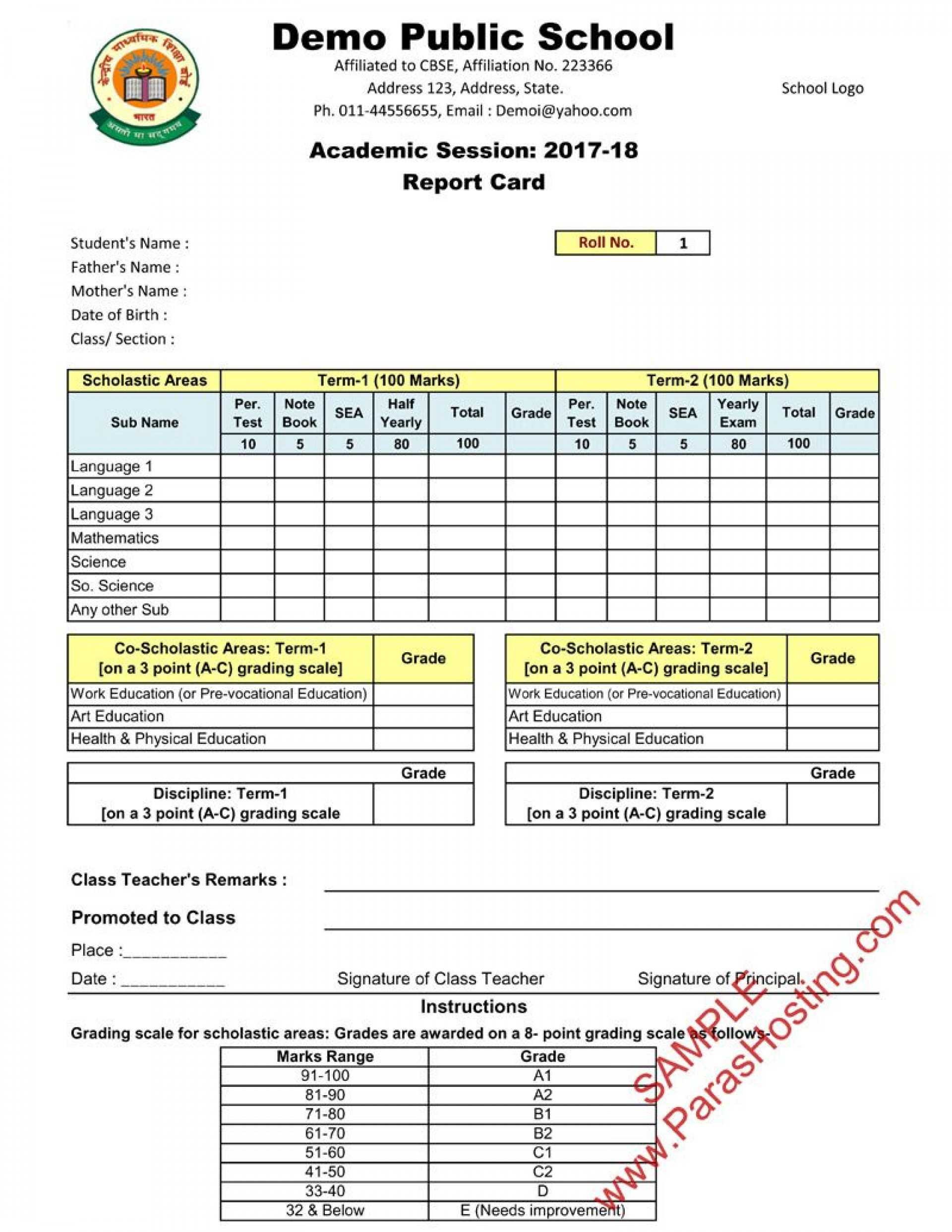 010 Secondary School Report Card Format Template Ideas Best Intended For Report Card Format Template