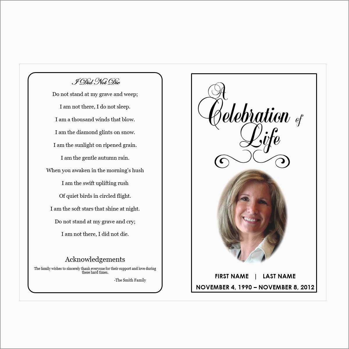 010 Template Ideas Free Memorial Cards Printable Funeral In Memorial Card Template Word