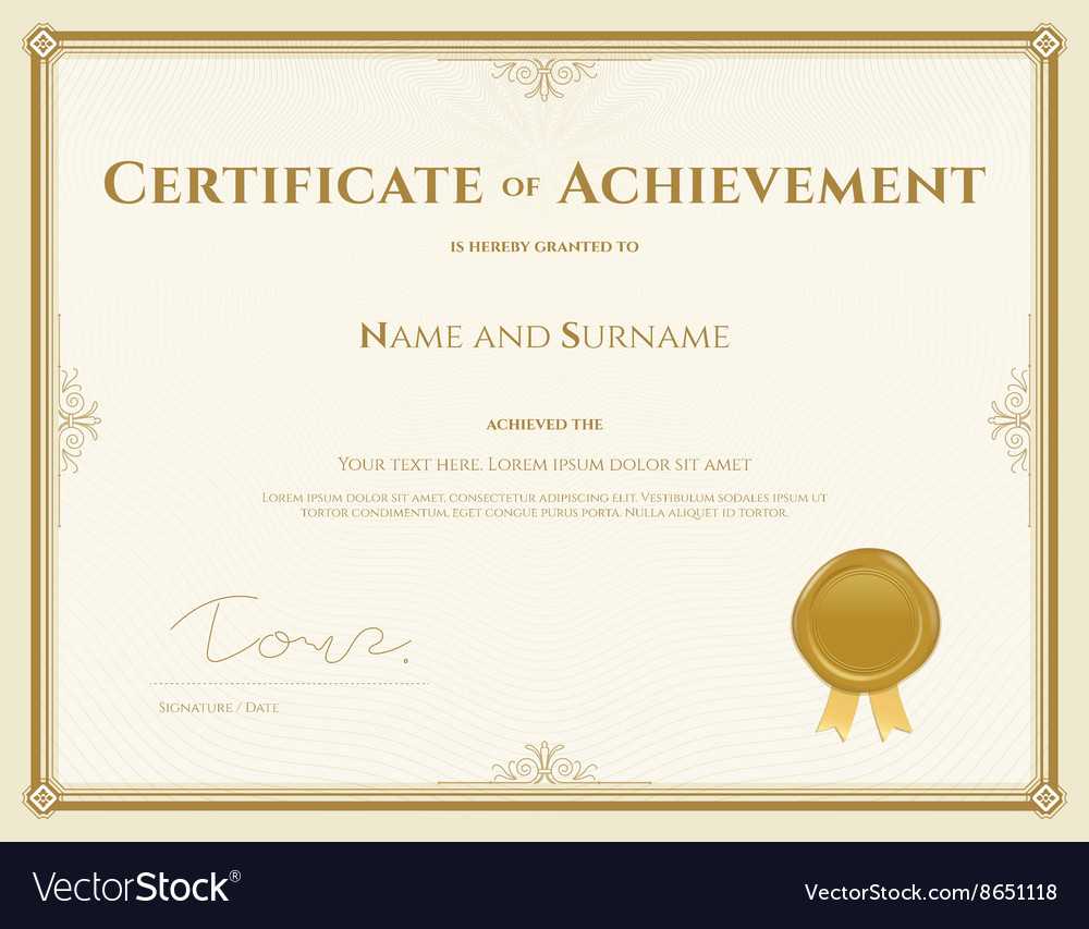 011 Certificate Of Achievement Template In Gold Theme Vector For Certificate Of Achievement Army Template
