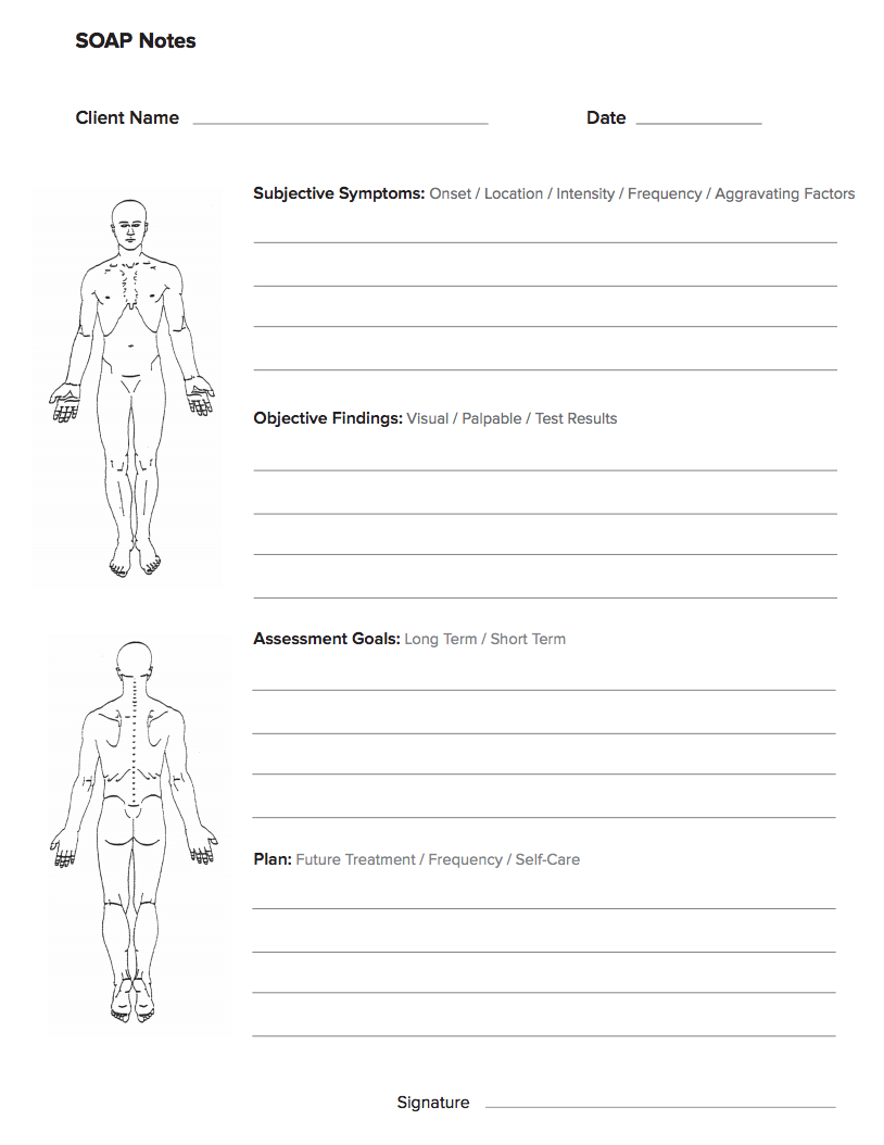 011 Massagebook Free Massage Soap Notes Forms Template Blank With Regard To Blank Soap Note Template