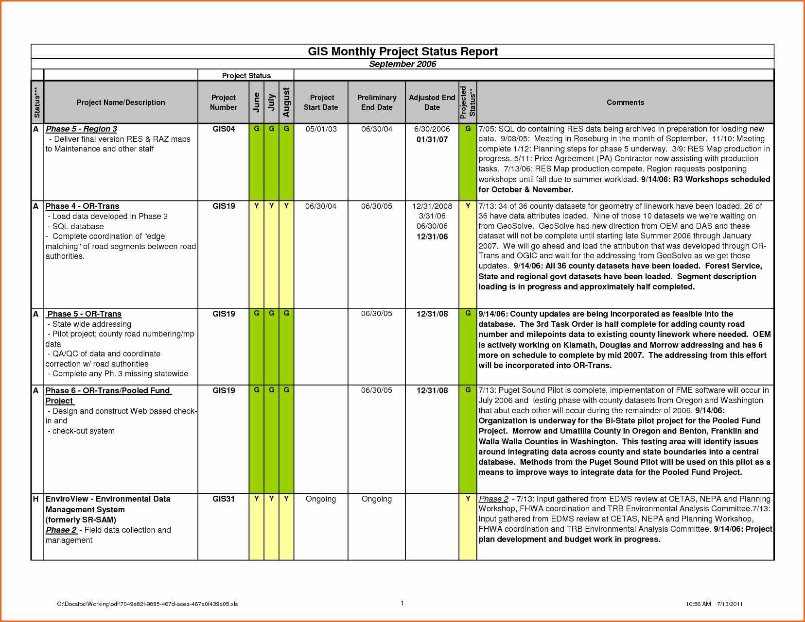 011 Project Status Report Template Excel Download Inside Project Status Report Template Excel Download Filetype Xls