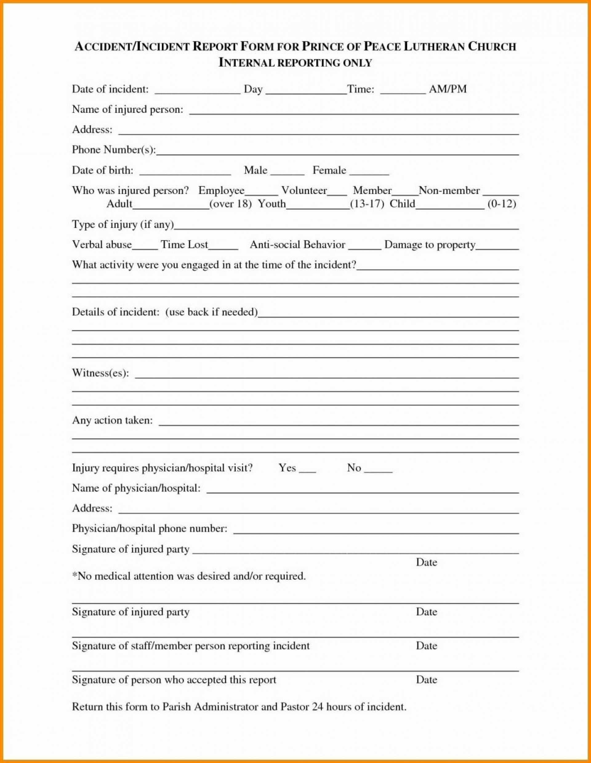 012 Incident Report Template Word South Africadeas Vehicle With Vehicle Accident Report Form Template