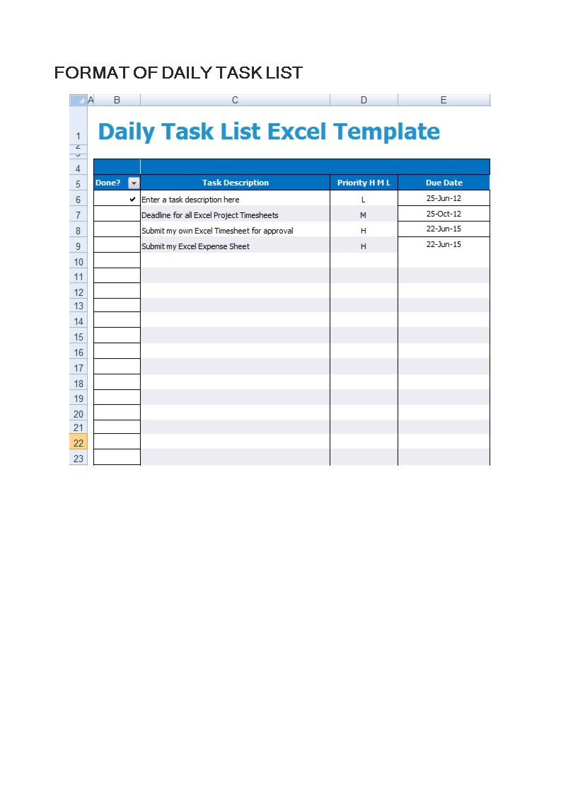 012 Template Ideas Business Excel Time Management Project Intended For Daily Task List Template Word