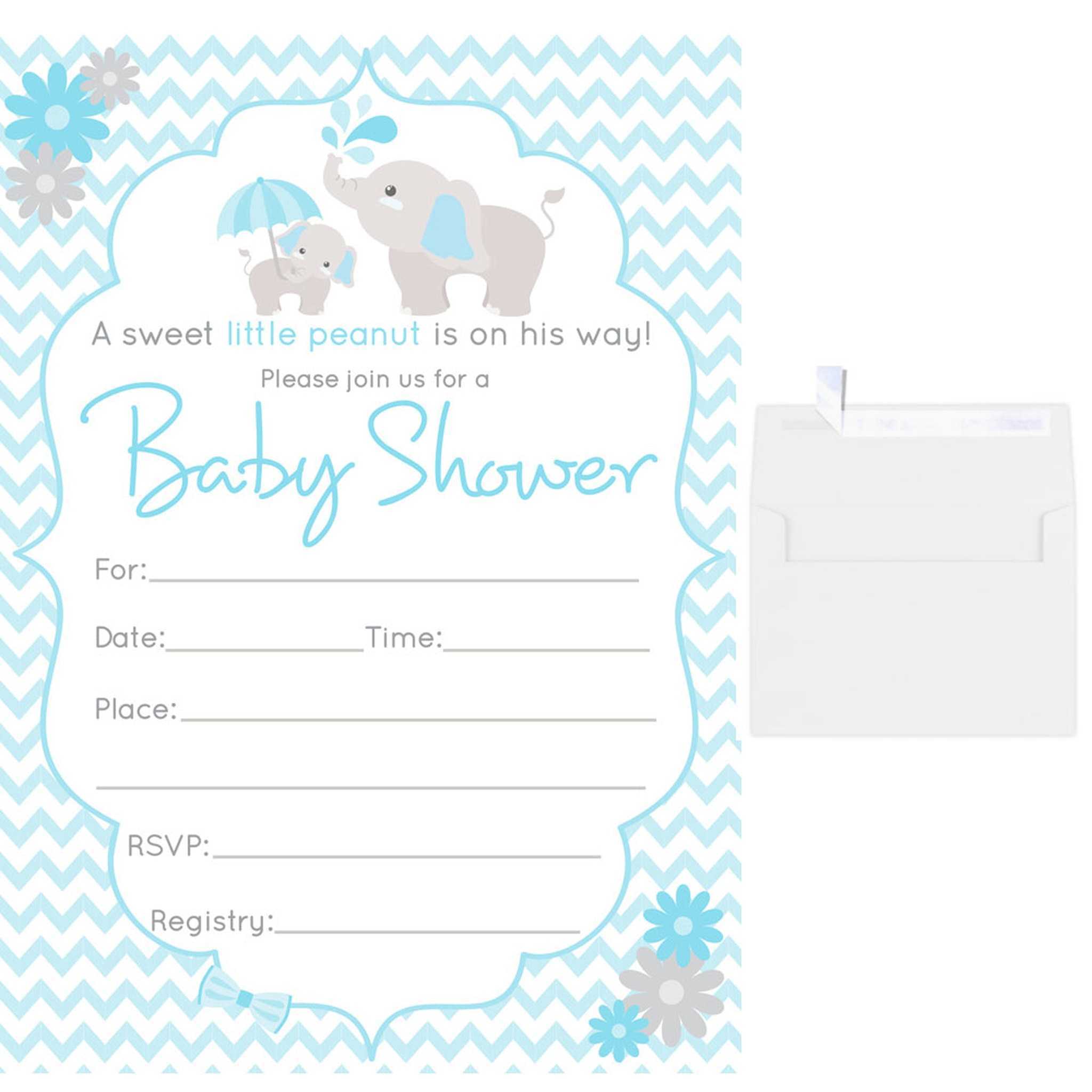 013 Baby Shower Invitation Blank Templates Boy Template For Blank Elephant Template