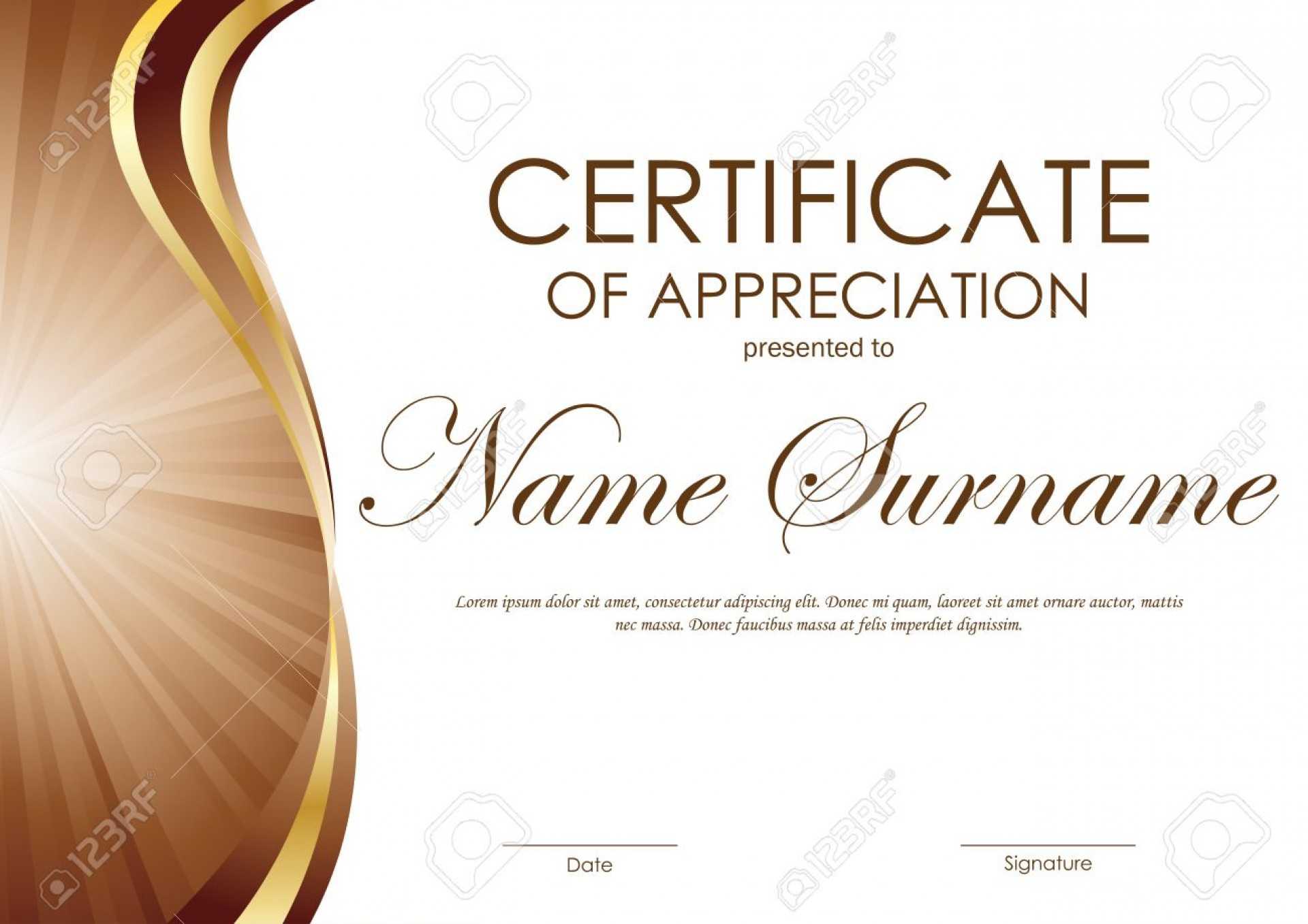 013 Certificate Of Appreciation Template Free With Brown And Intended For Template For Certificate Of Appreciation In Microsoft Word