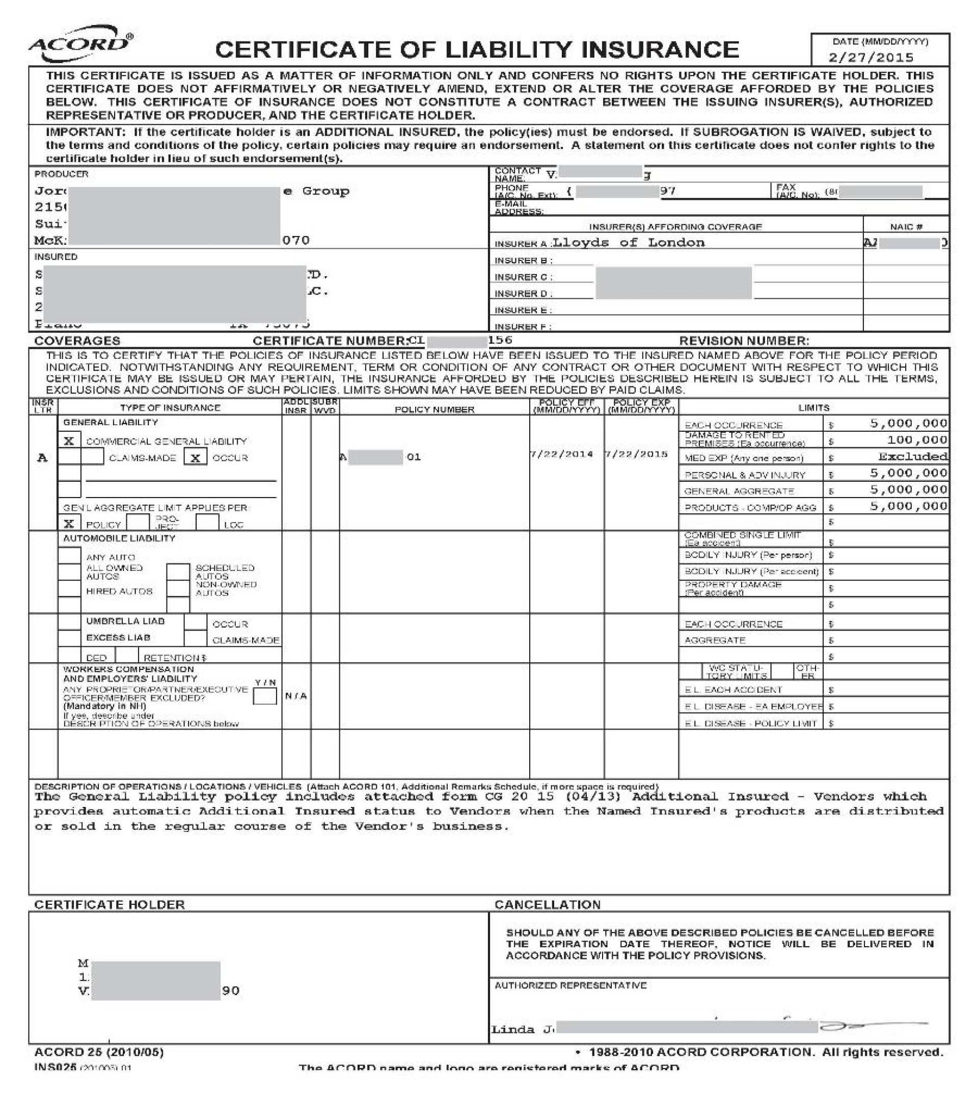 013 Certificate Of Insurance Template Ideas Fascinating Regarding Certificate Of Liability Insurance Template