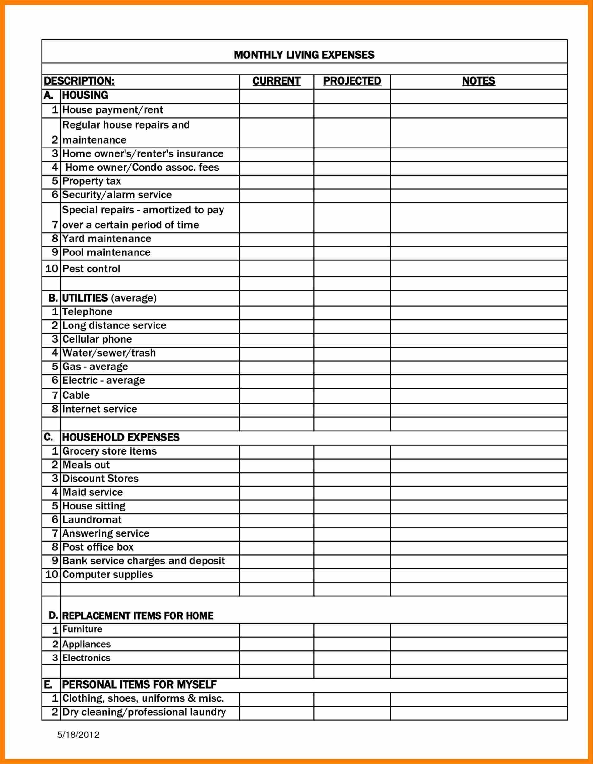 013 Condo Expenses Spreadsheet Personal Monthly Expense With Monthly Expense Report Template Excel