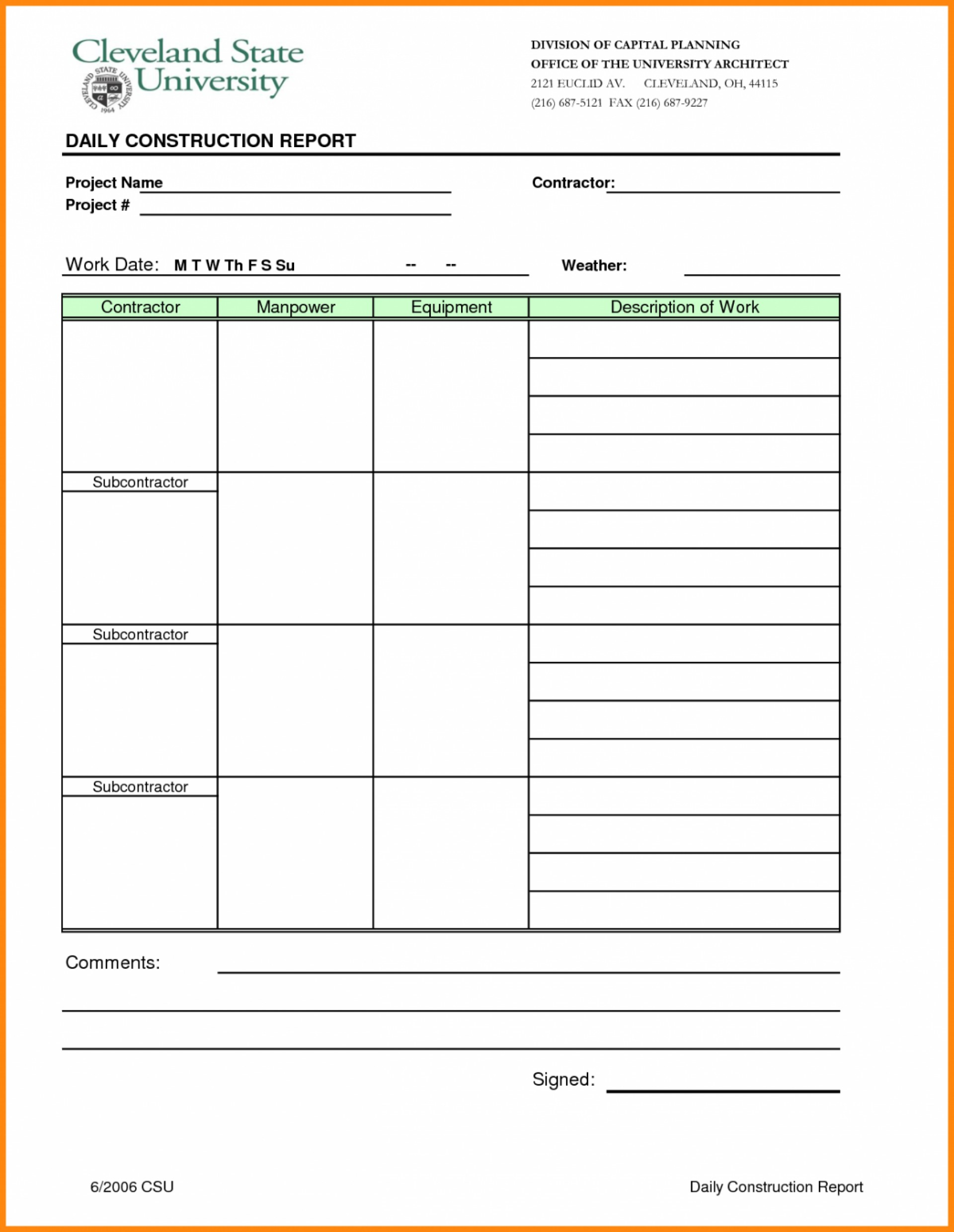 013 Construction Daily Progress Report Template Excel Ideas With Construction Deficiency Report Template