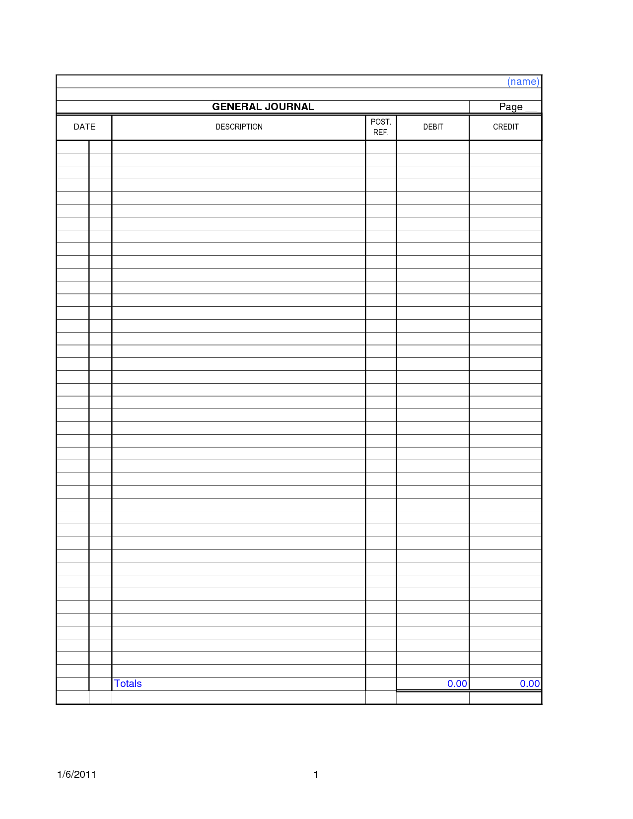 014 Blank Accounting Ledger Template Printable 90994 Journal In Double Entry Journal Template For Word
