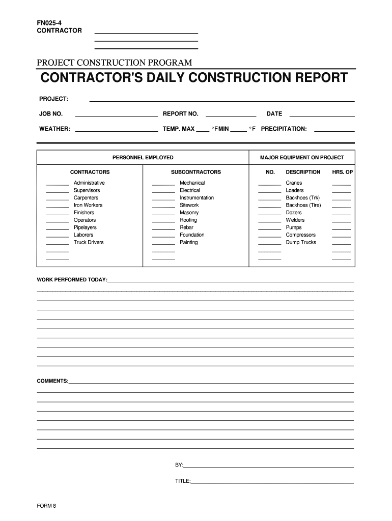 014 Construction Daily Report Template Free Ideas Wondrous In Free Construction Daily Report Template