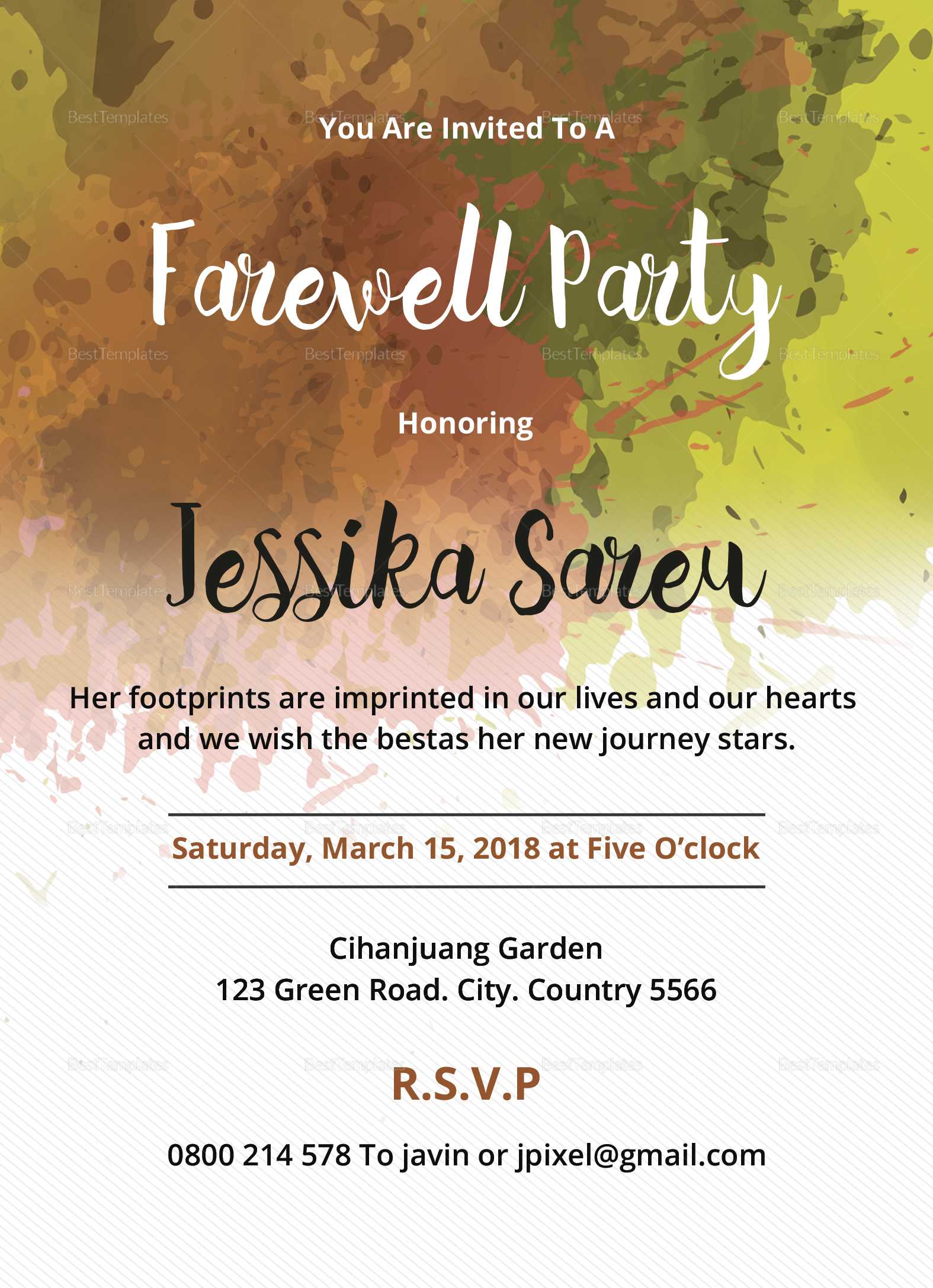 014 Farewell Invitation Template Free Party Invitations Throughout Farewell Invitation Card Template
