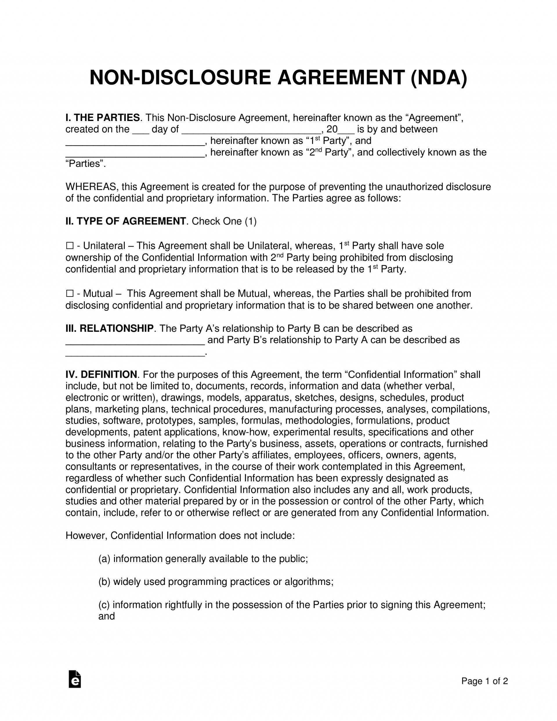 014 Non Disclosure Agreement Template Word Image2 In Nda Template Word Document