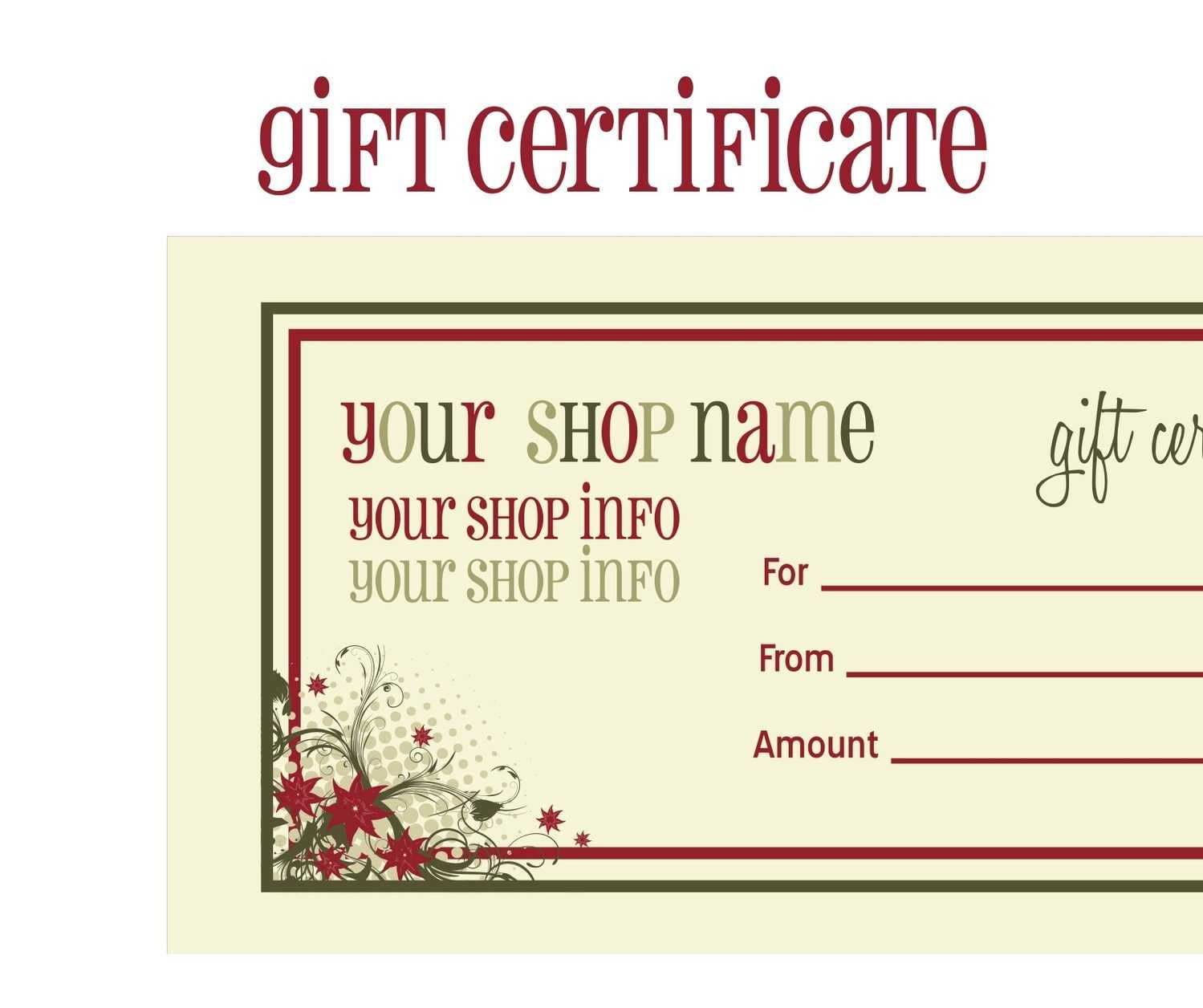 014 Template Ideas For Gift Unique Certificate Free Massage In Homemade Christmas Gift Certificates Templates